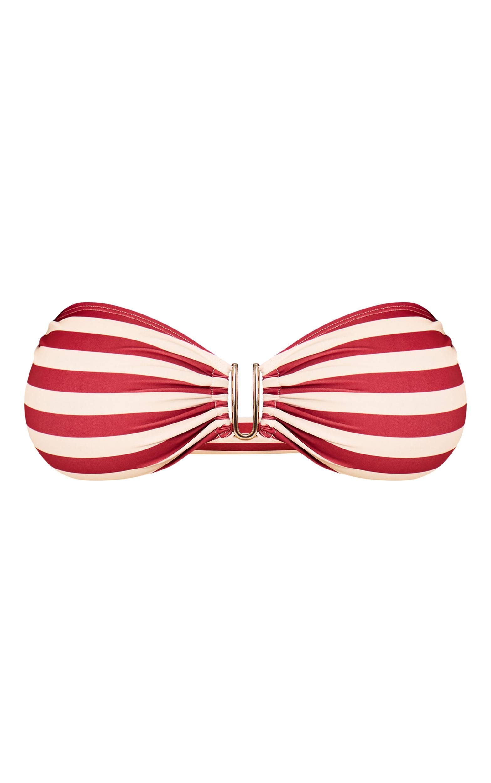 Plus Burgunday Stripe U Bar Bandeau Bikini Top Product Image