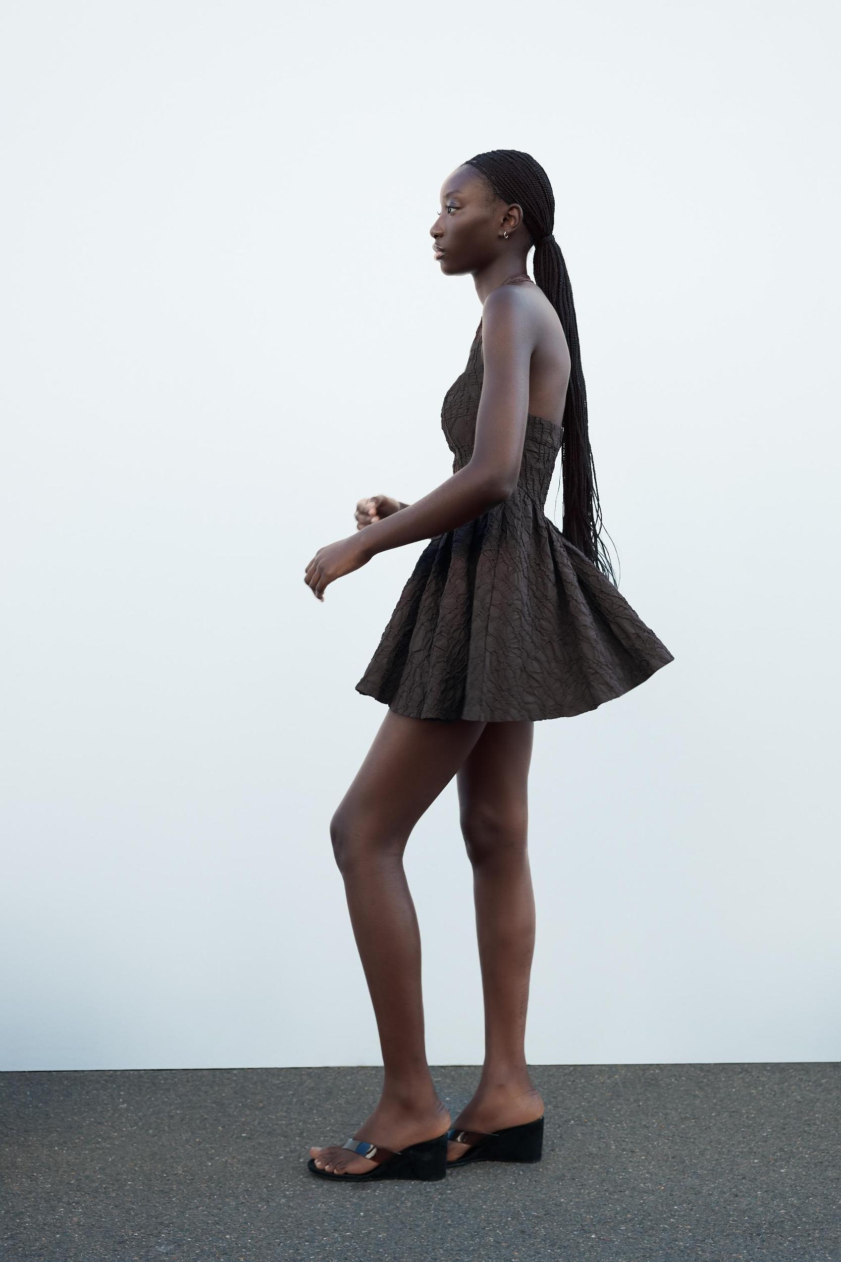 TEXTURED HALTER DRESS Product Image