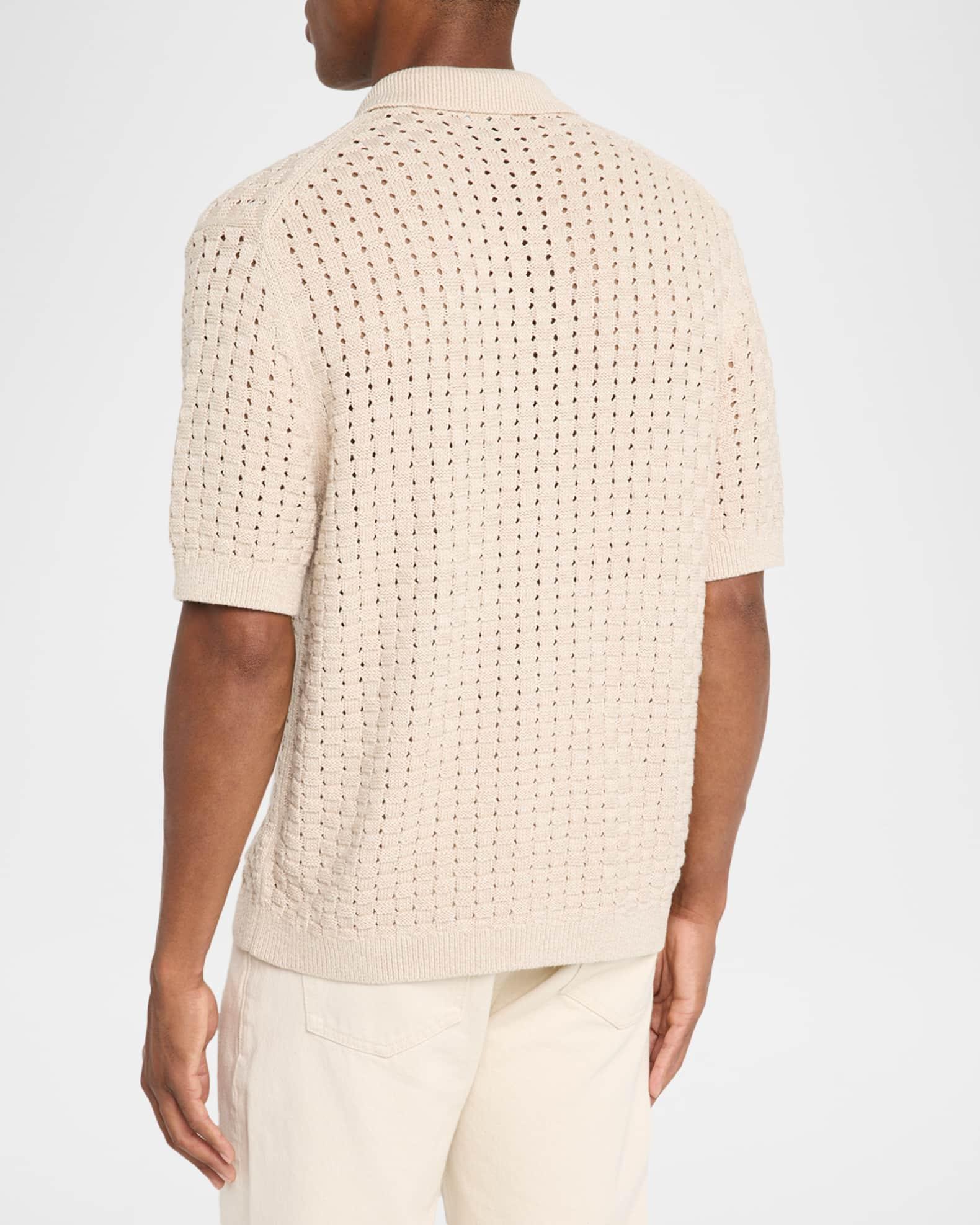 Men's Basketweave Knit Button Short-Sleeve Shirt Product Image
