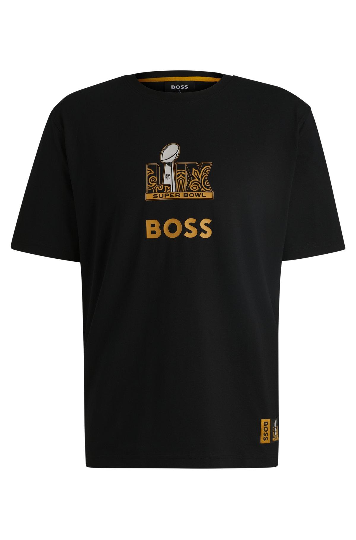 BOSS x NFL stretch-cotton T-shirt with gold-tone artwork Product Image