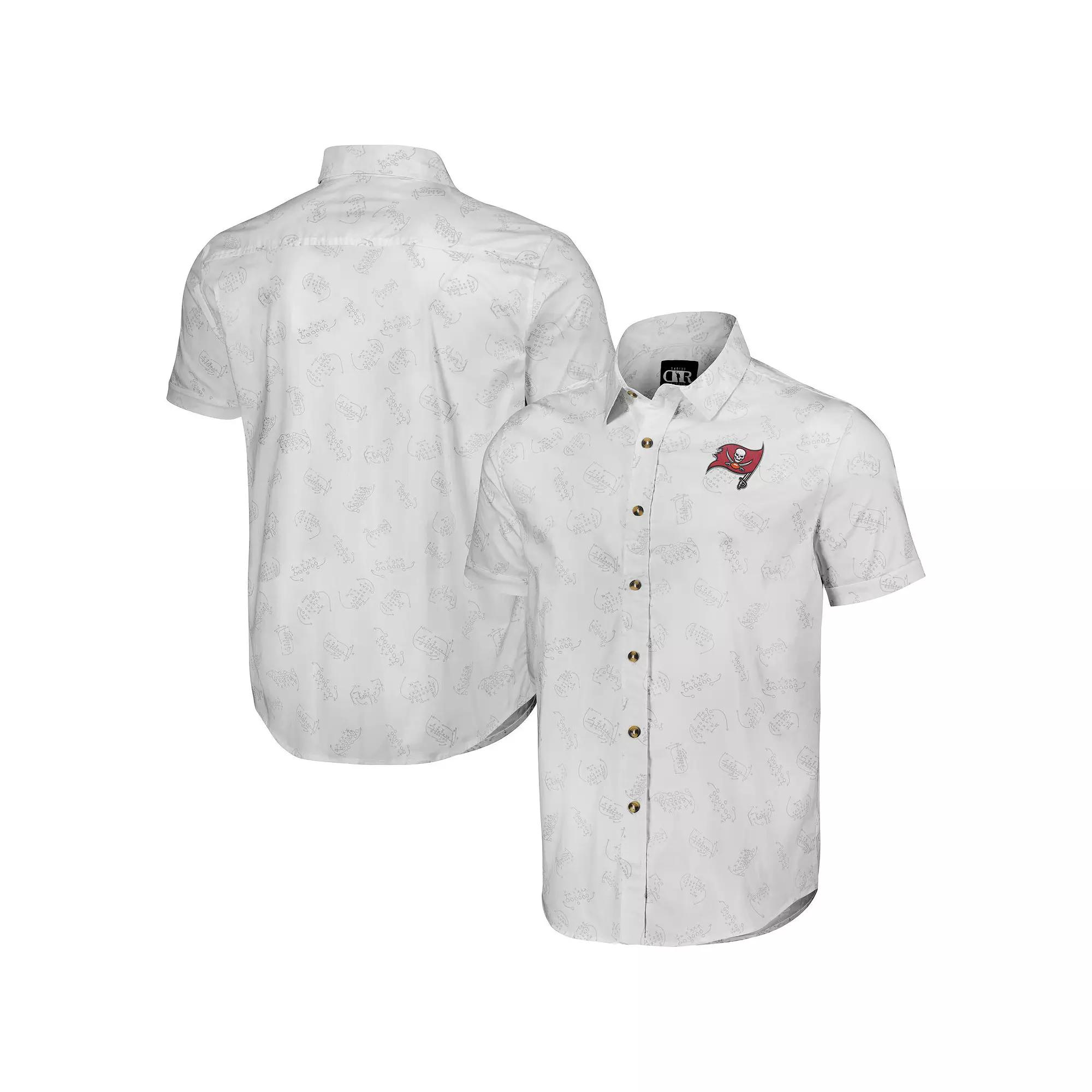 Men's NFL x Darius Rucker Collection by Fanatics White Tampa Bay Buccaneers Woven Short Sleeve Button Up Shirt,  Product Image
