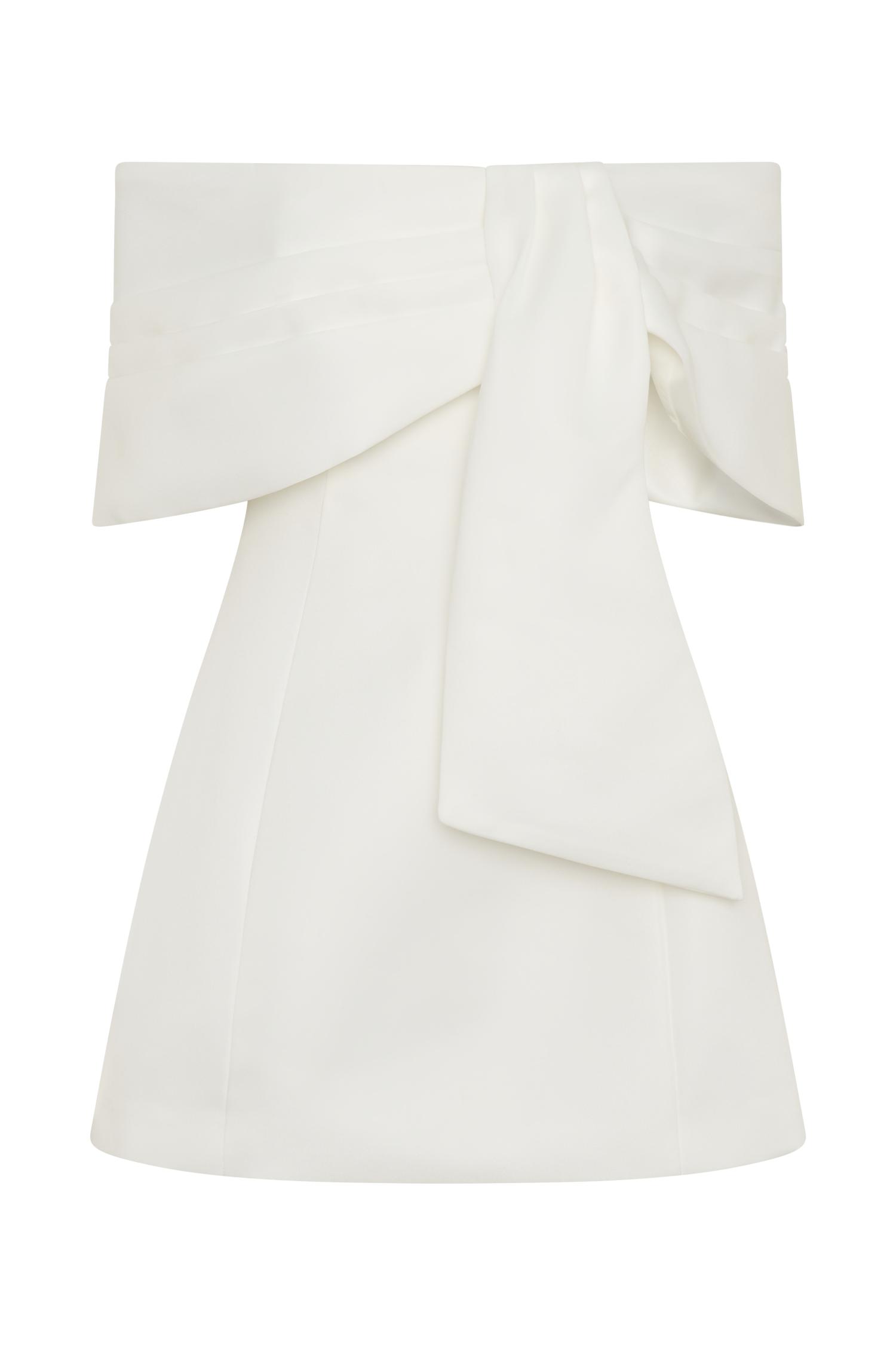 Gloria Mini Off Shoulder Drape Dress - White Product Image