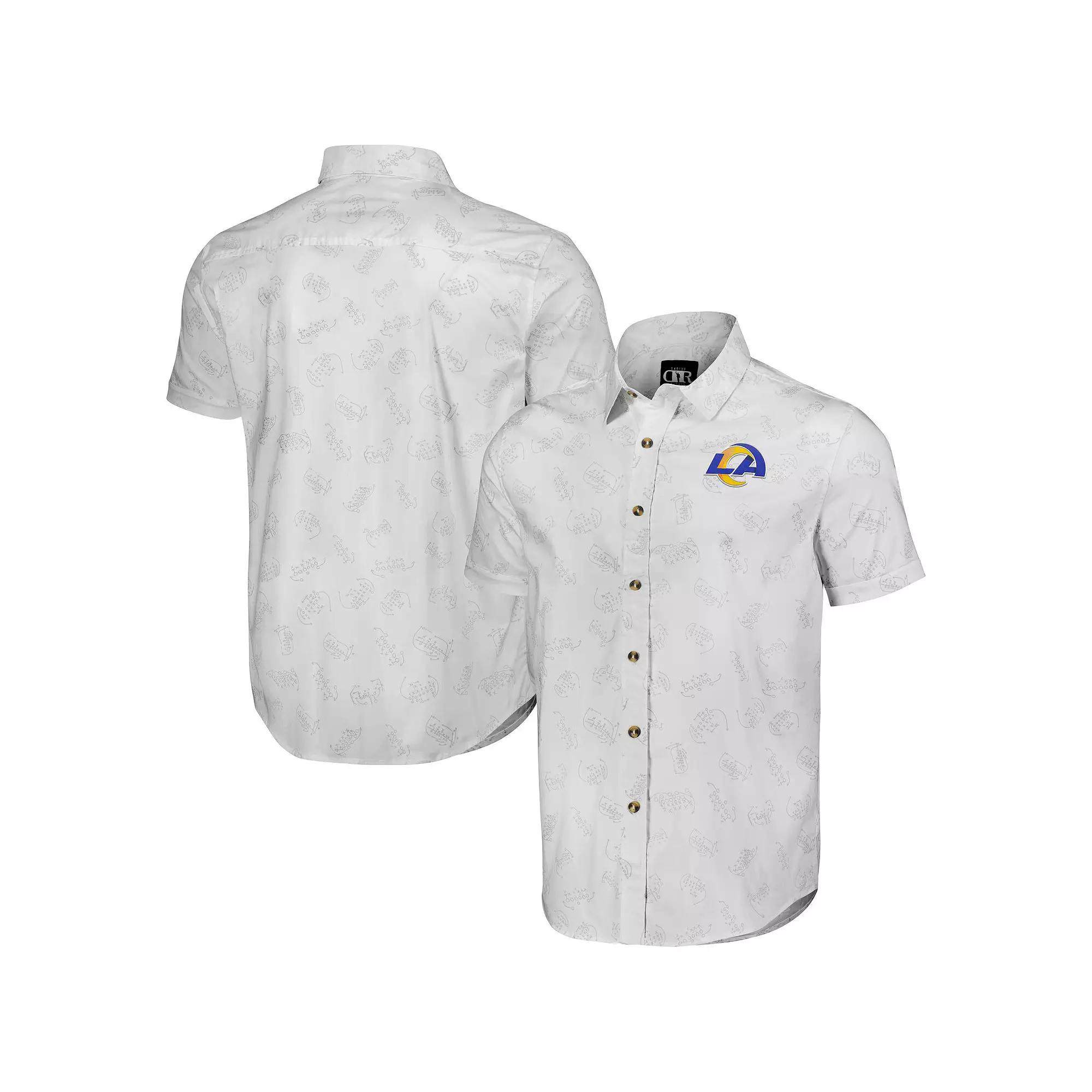 Men's NFL x Darius Rucker Collection by Fanatics White Los Angeles Rams Woven Short Sleeve Button Up Shirt,  Product Image