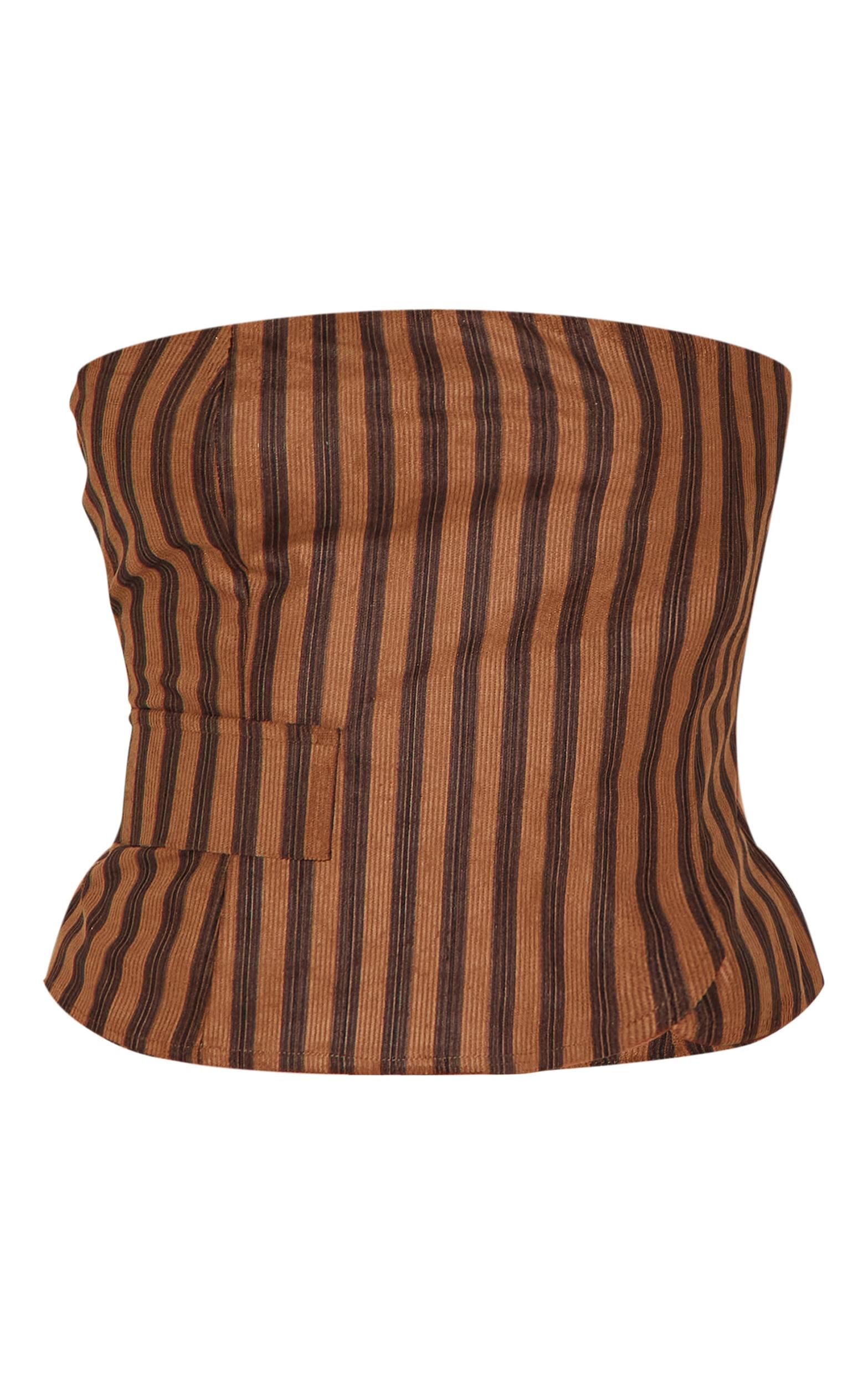 Brown Corduroy Striped Bandeau Product Image