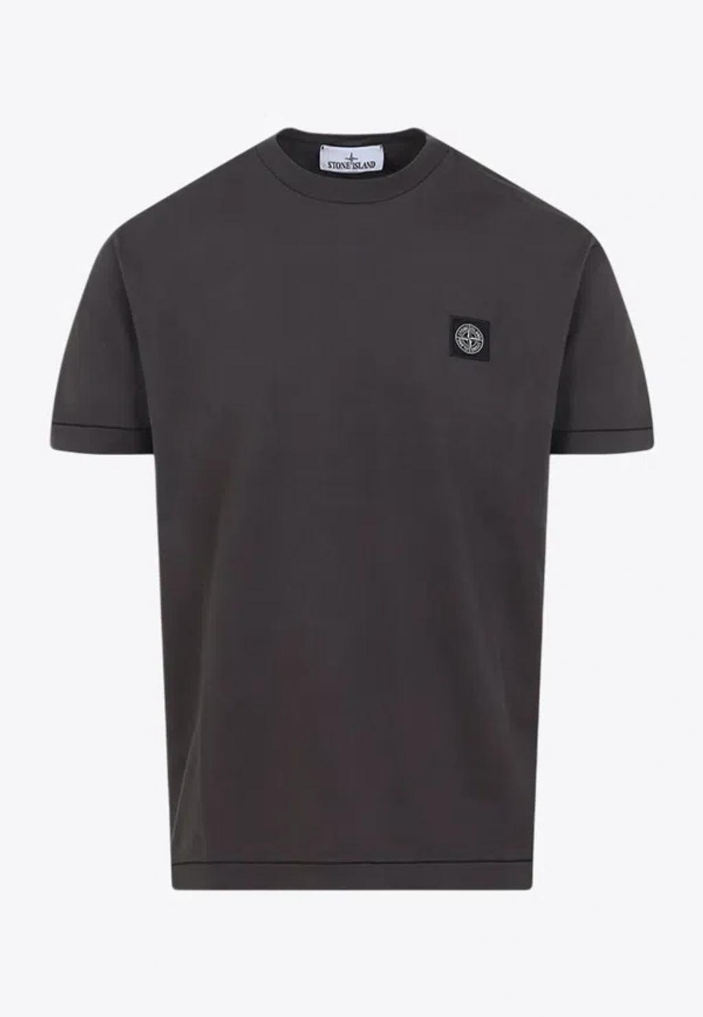 STONE ISLAND Charcoal Round Neck Cotton T-shirt In Gray Product Image