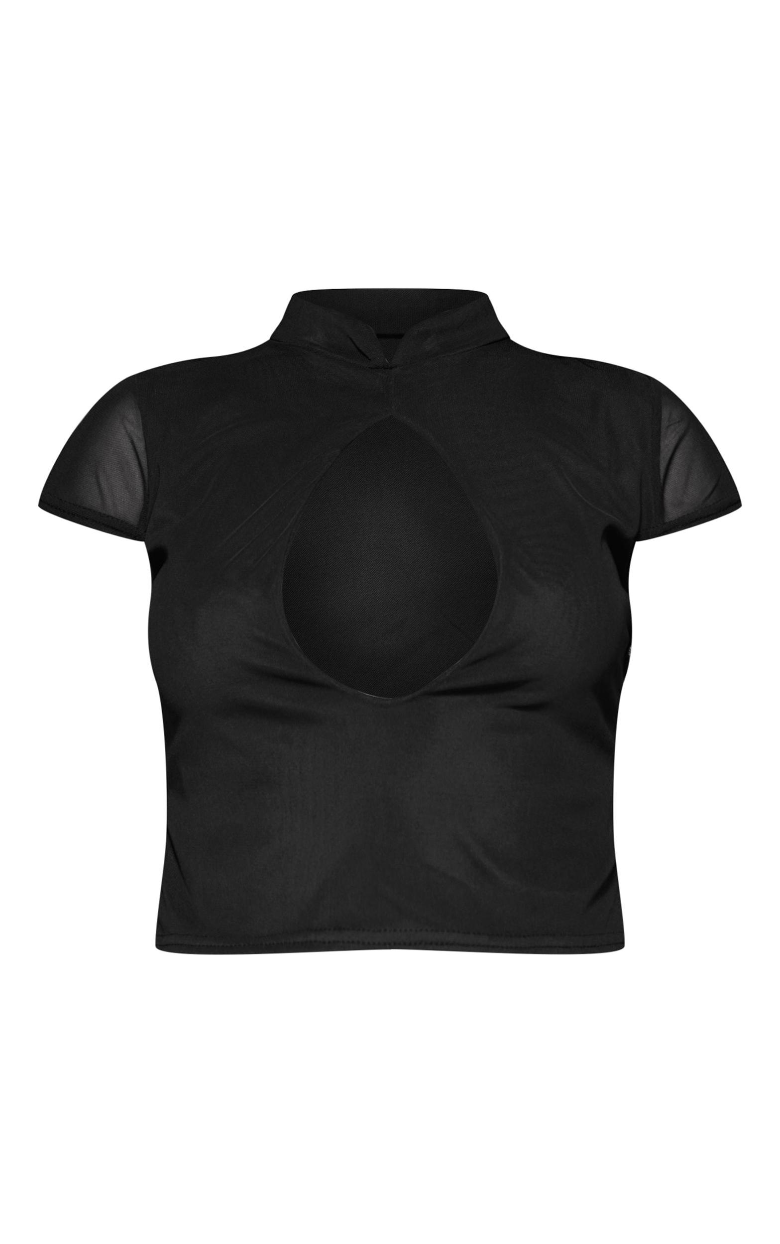Black Keyhole Cut Out Crop Top Product Image