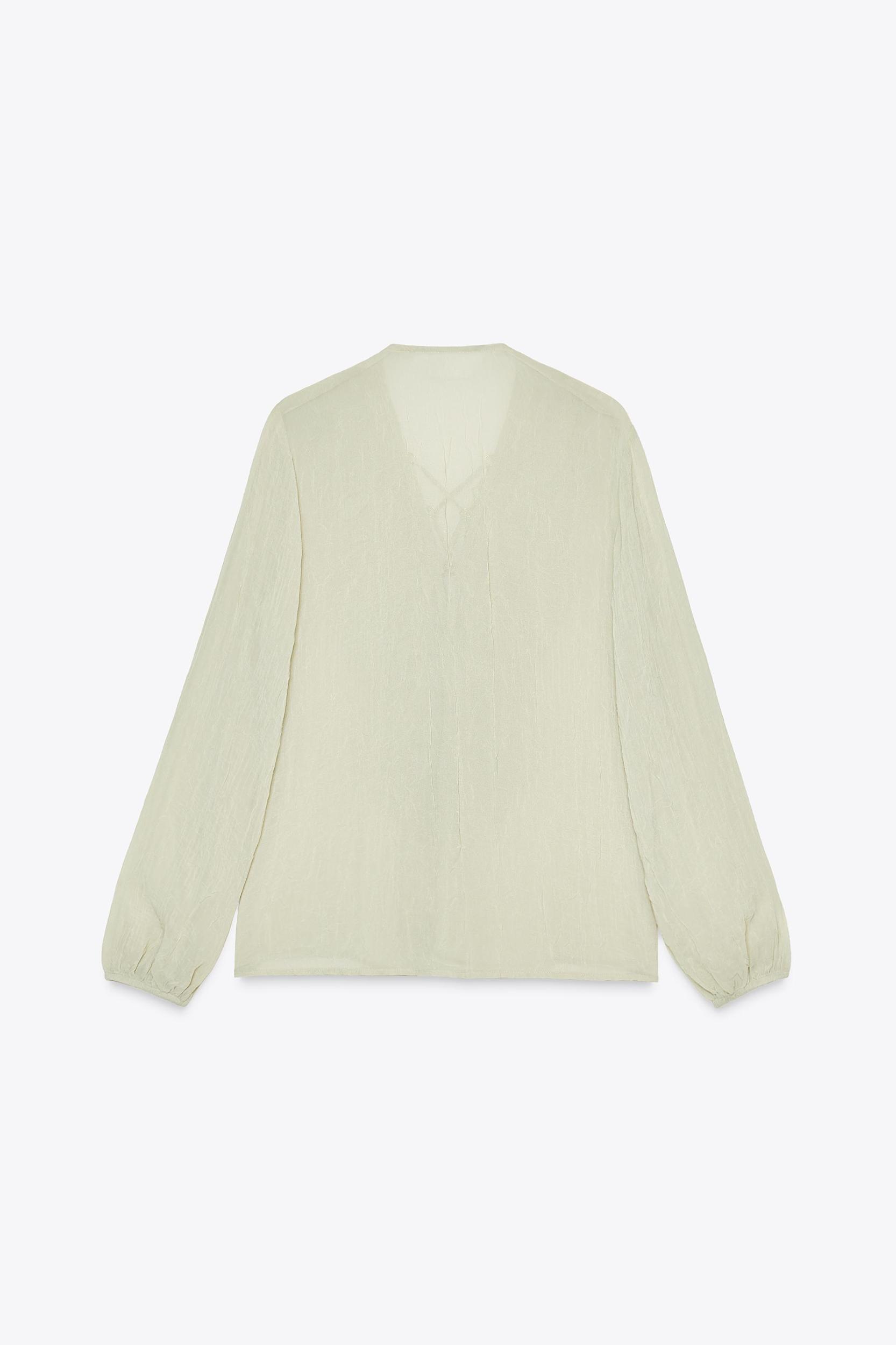 SEMI-SHEER BLOUSE WITH RUFFLES Product Image