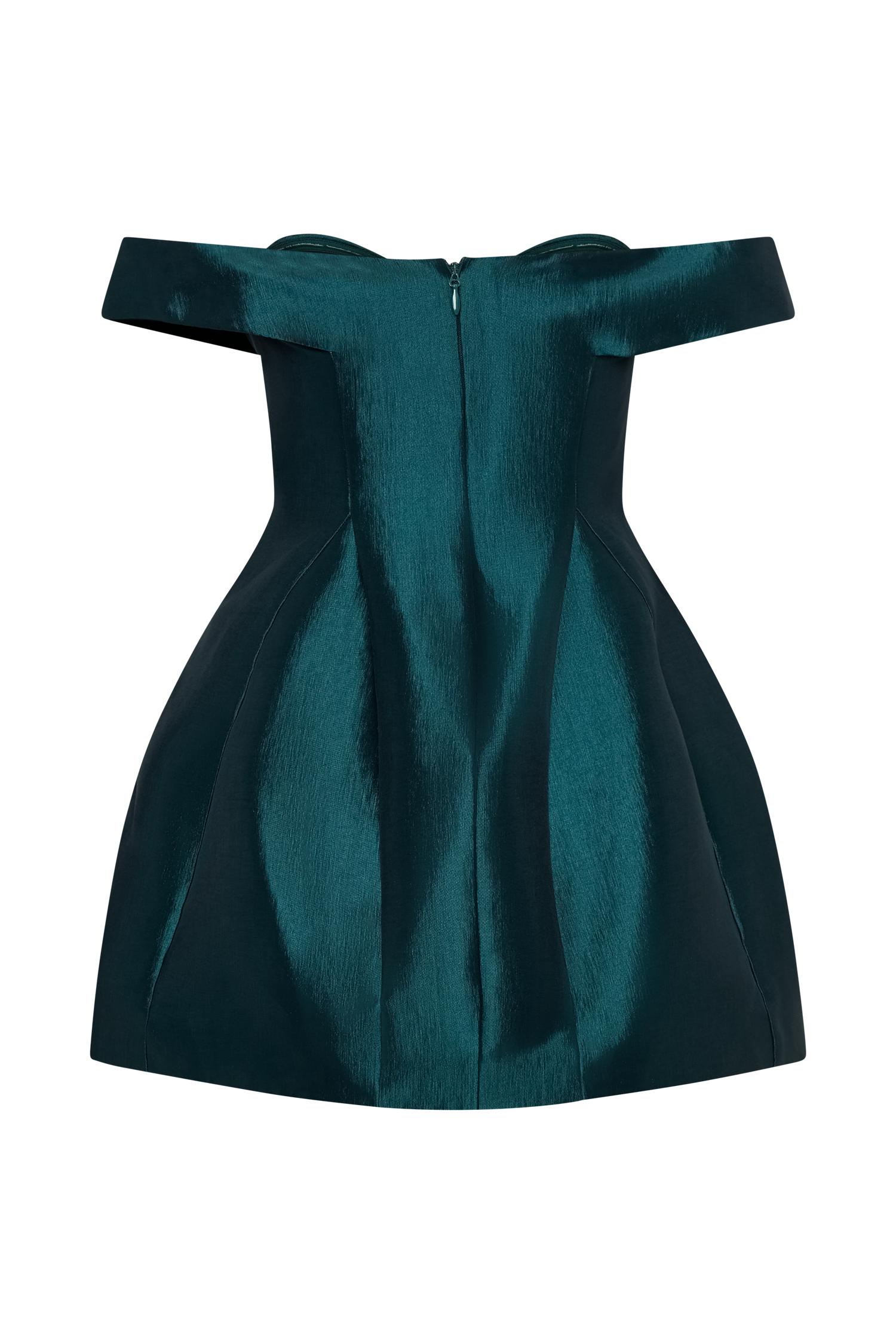 Diana Off Shoulders Mini Dress - Deep Emerald Product Image