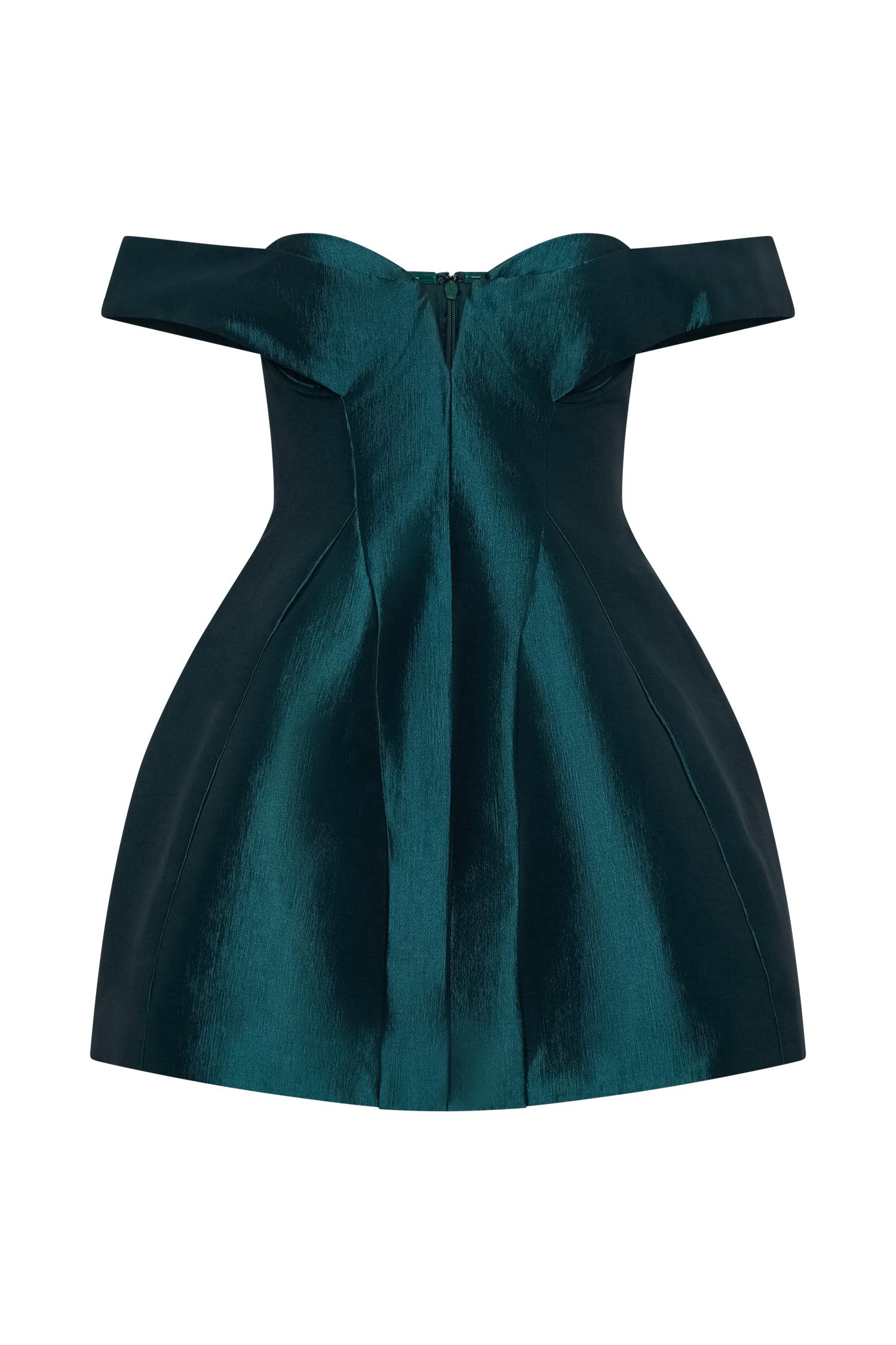 Diana Off Shoulders Mini Dress - Deep Emerald Product Image