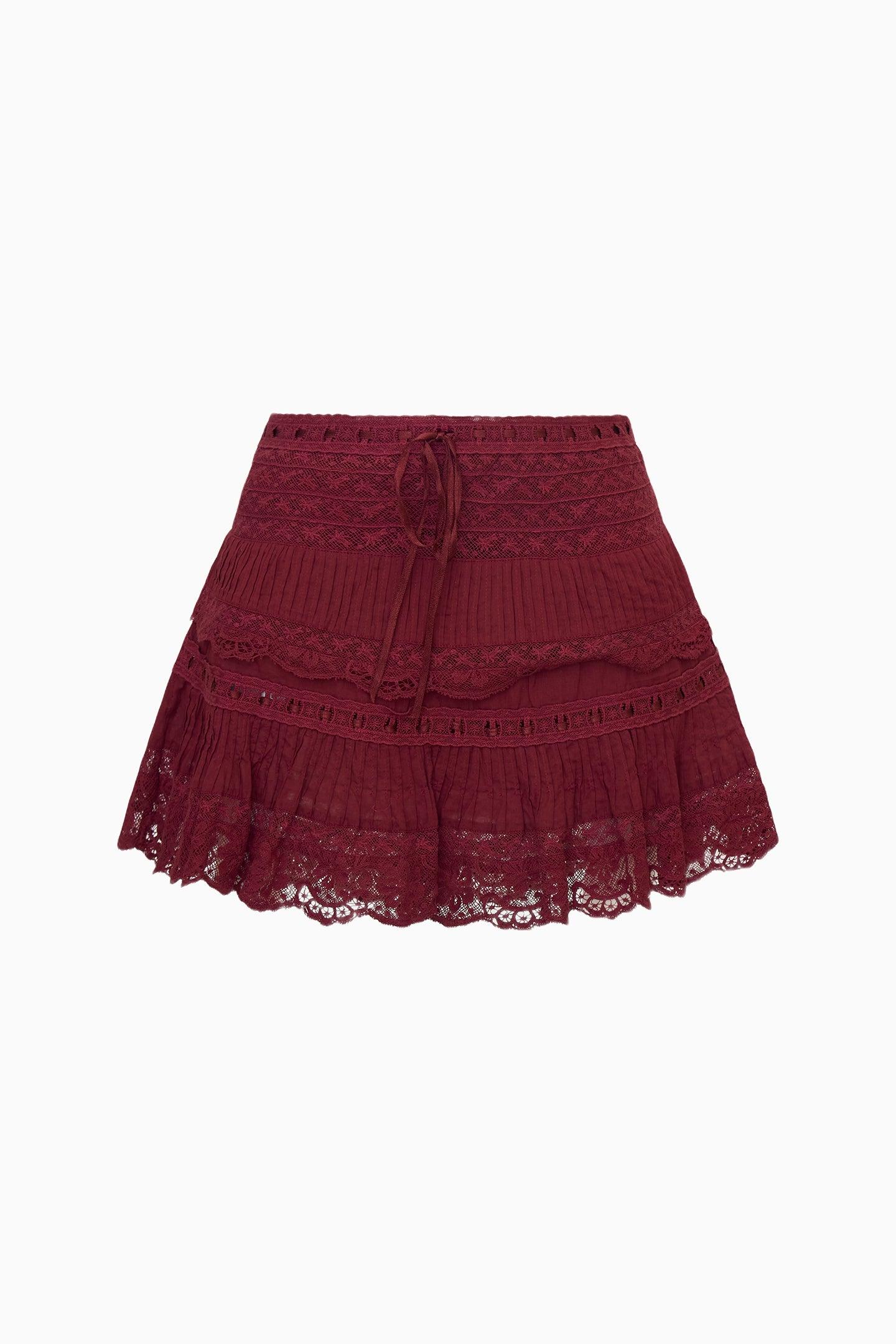 Delphie Cotton Lace-Detailed Mini Skirt Product Image