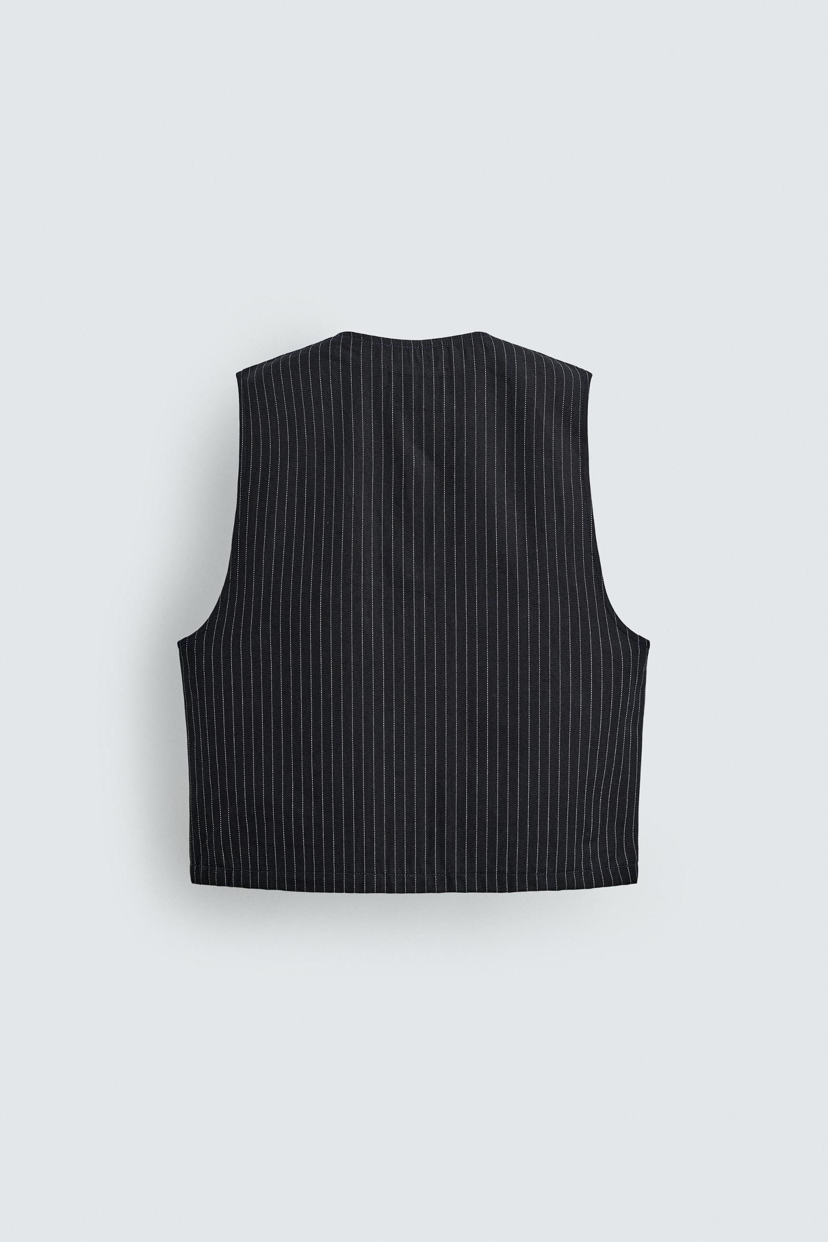 PINSTRIPE DENIM VEST Product Image