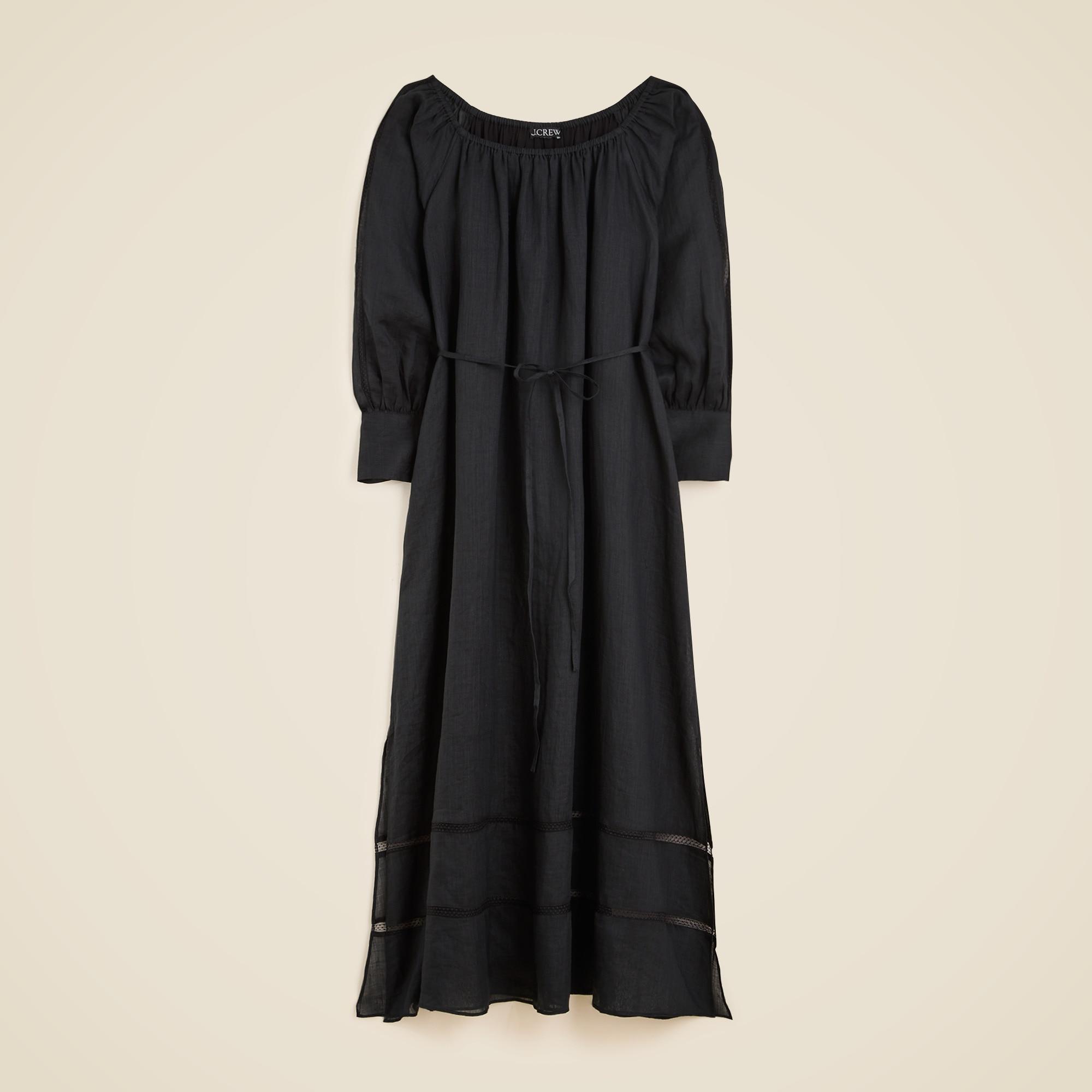 Gathered maxi dress in ramie Product Image
