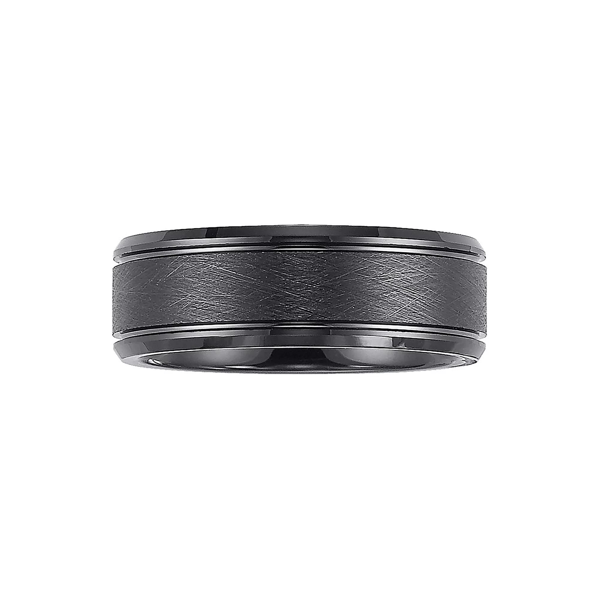 Tungsten Carbide 8 mm Black Comfort Fit Band Ring, Men's,  Product Image