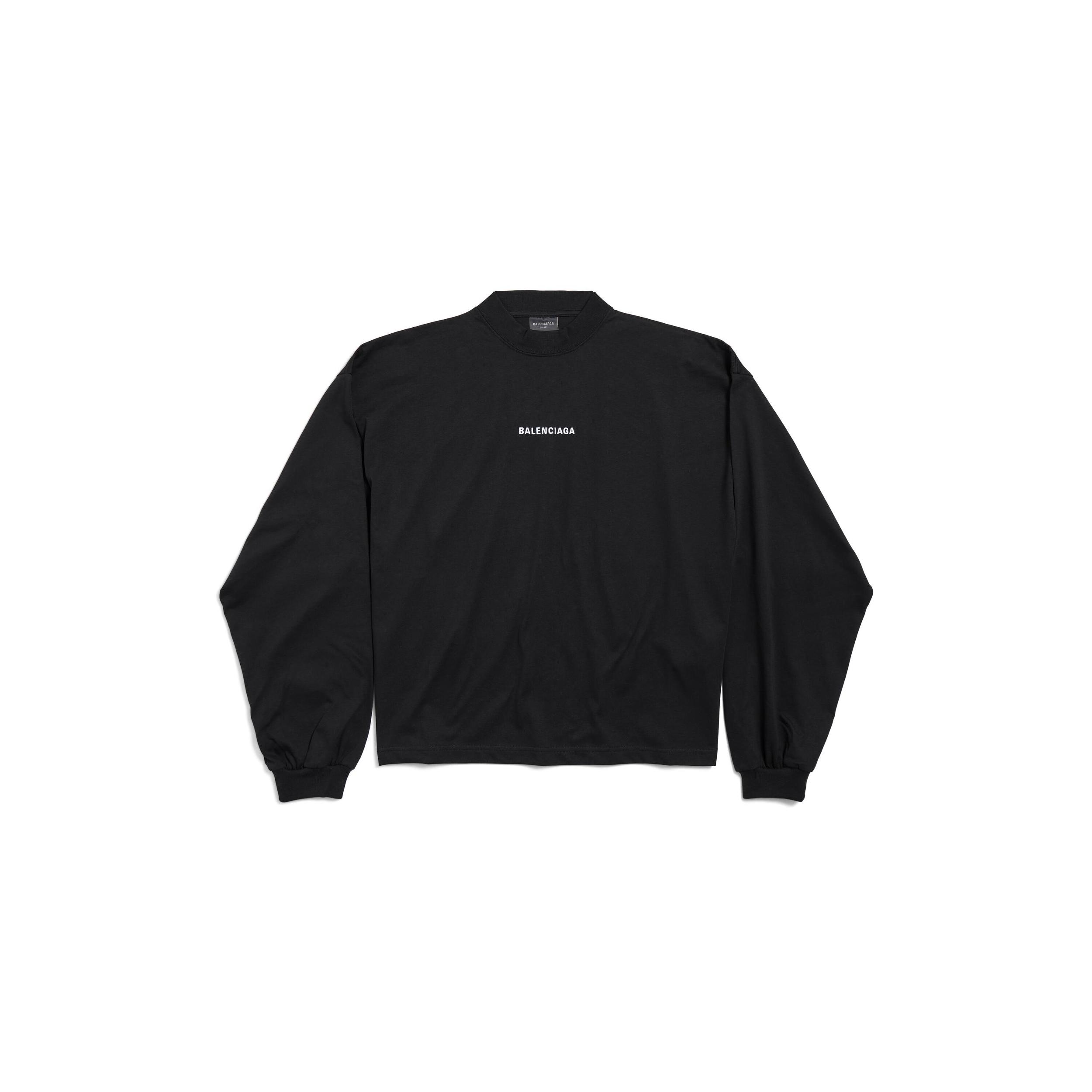 Women's Balenciaga Back Cropped Long Sleeve T-shirt in Black/white Product Image