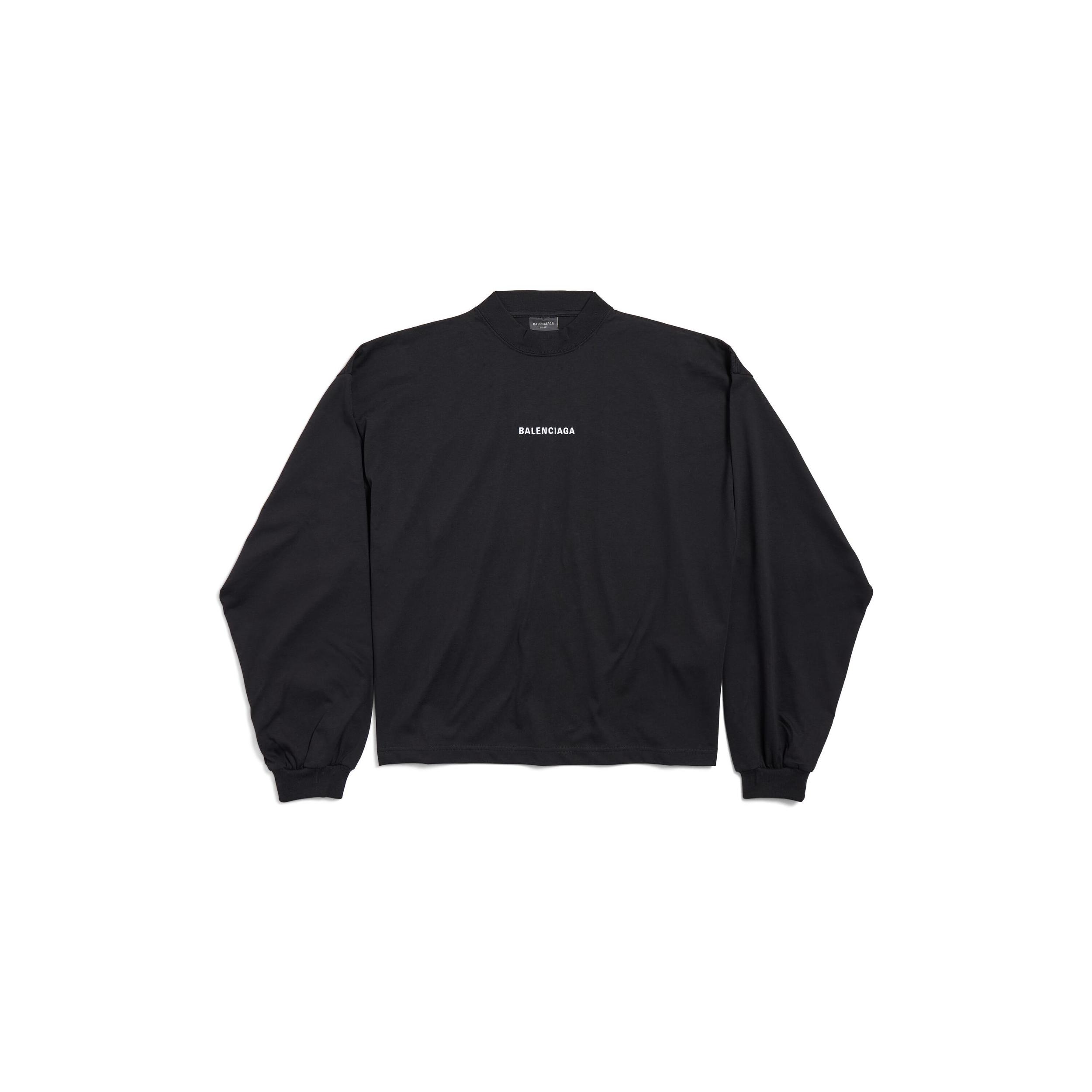 Women's Balenciaga Back Cropped Long Sleeve T-shirt in Black/white Product Image