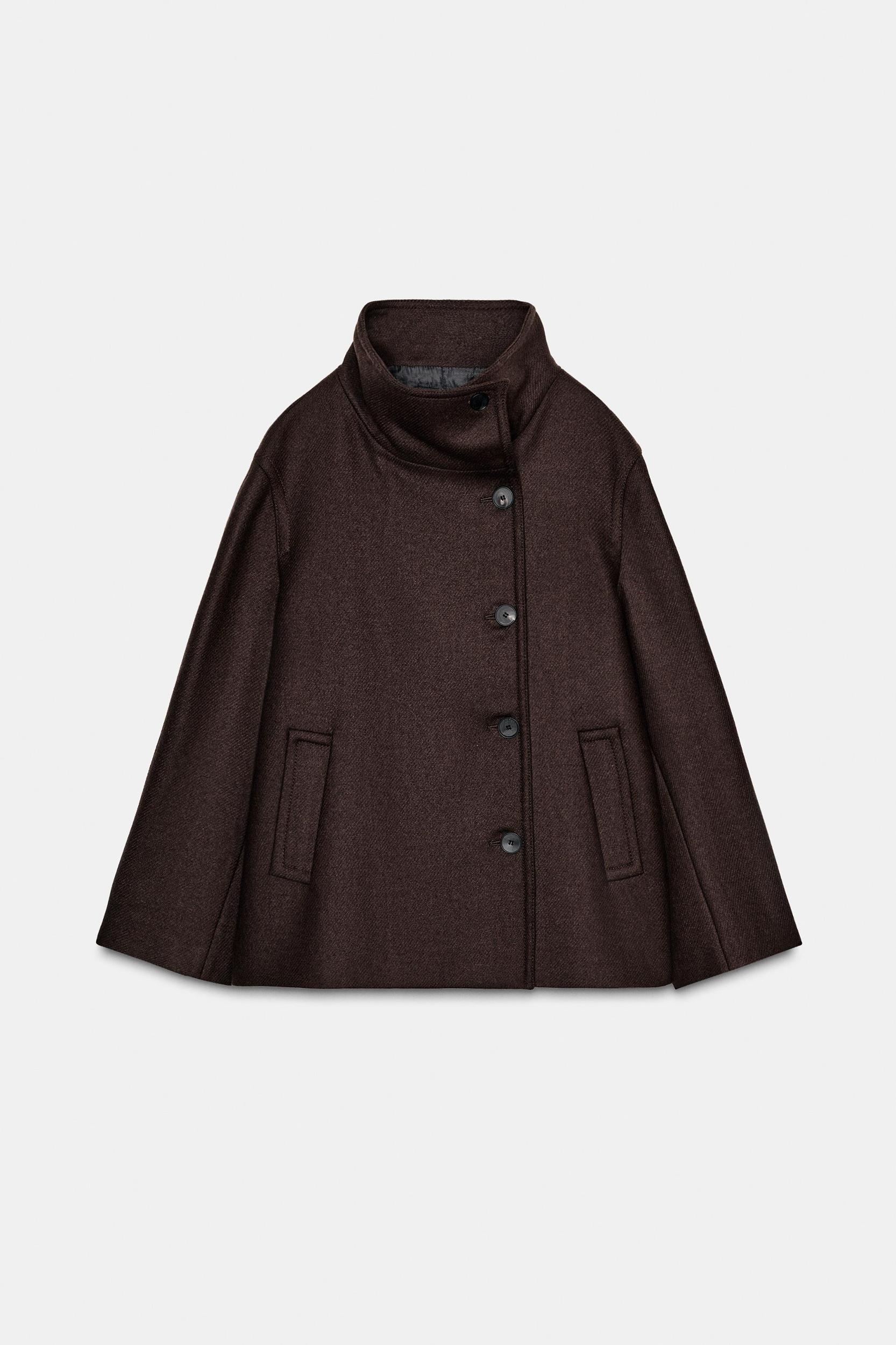 HIGH NECK WOOL BLEND SHORT COAT Product Image
