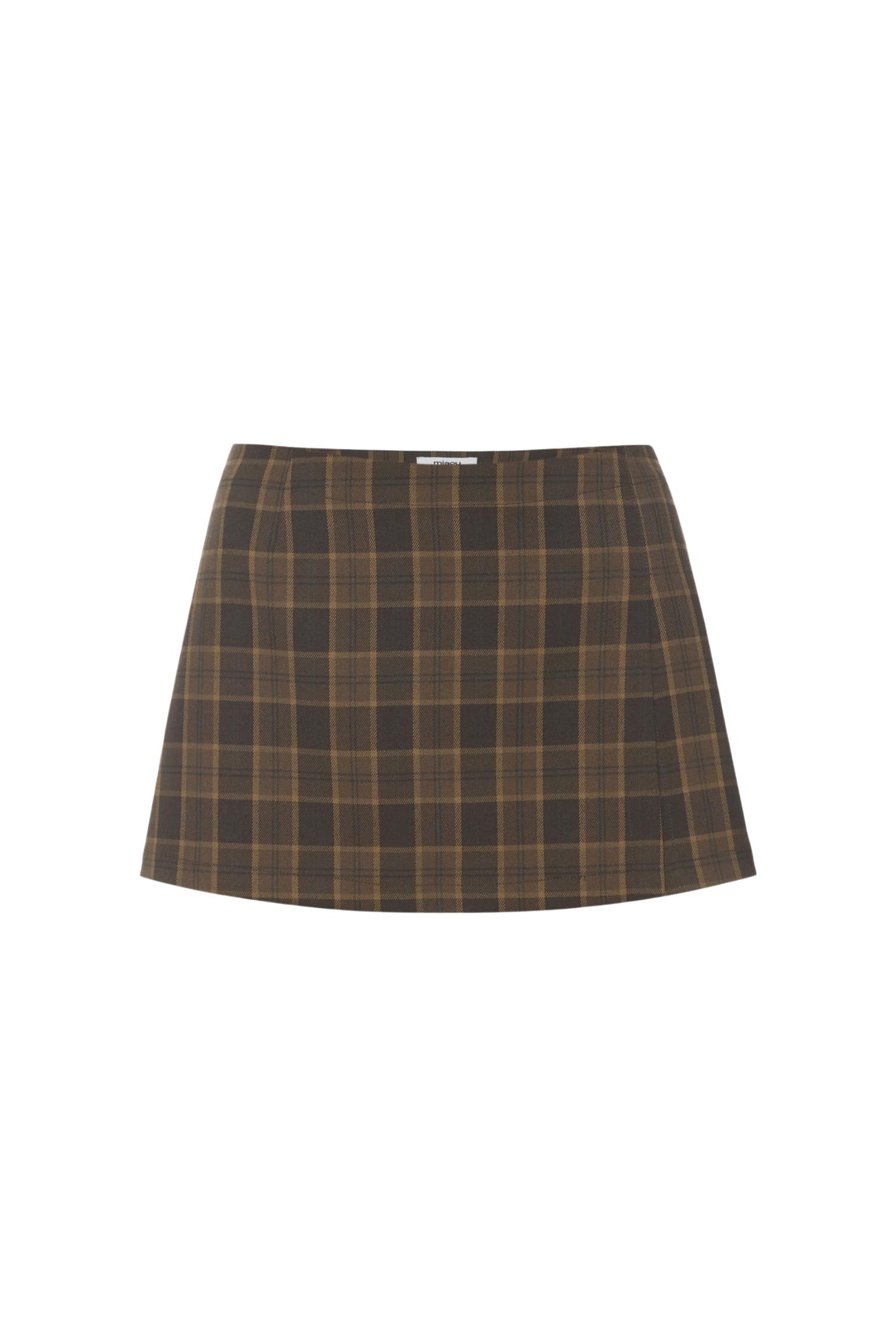 MICRO MINI SKIRT - PLAID BROWN Product Image