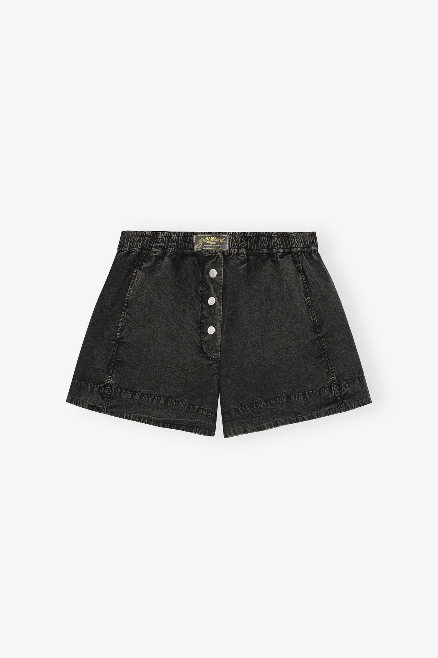 Black Washed Cotton Shorts Product Image