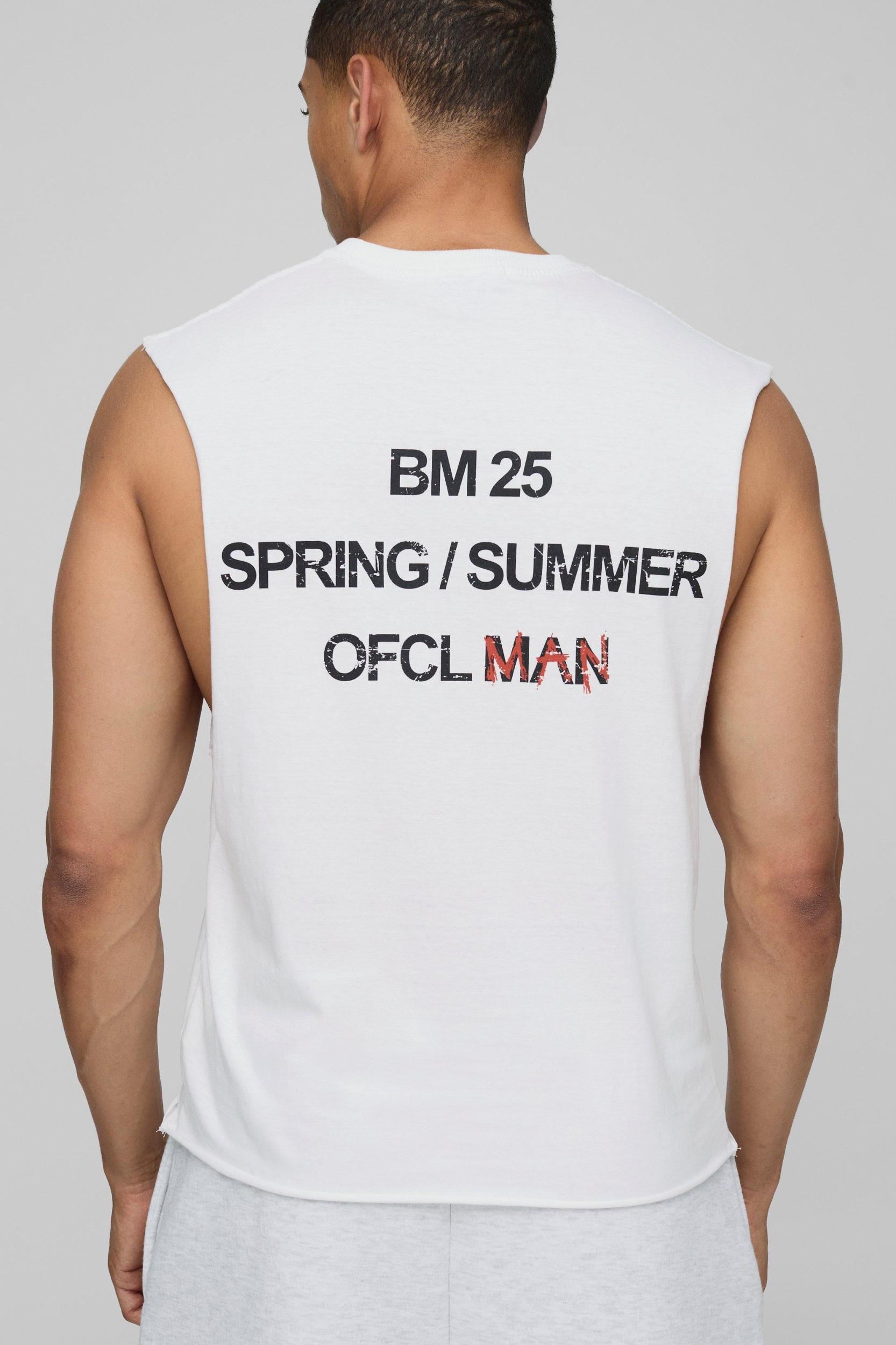 White Oversized Boxy Western OFCL Man Graphic Tank | boohooMAN USA Product Image