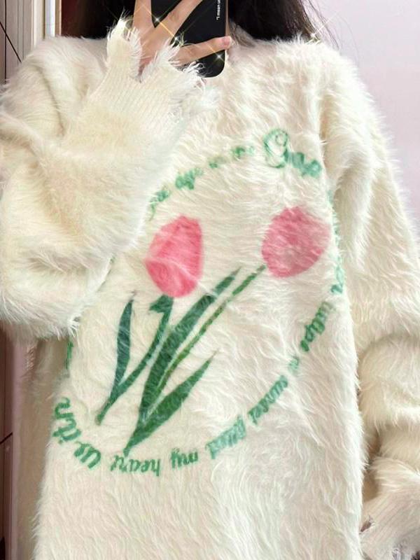 Tulip Jacquard Oversized Sweater Product Image