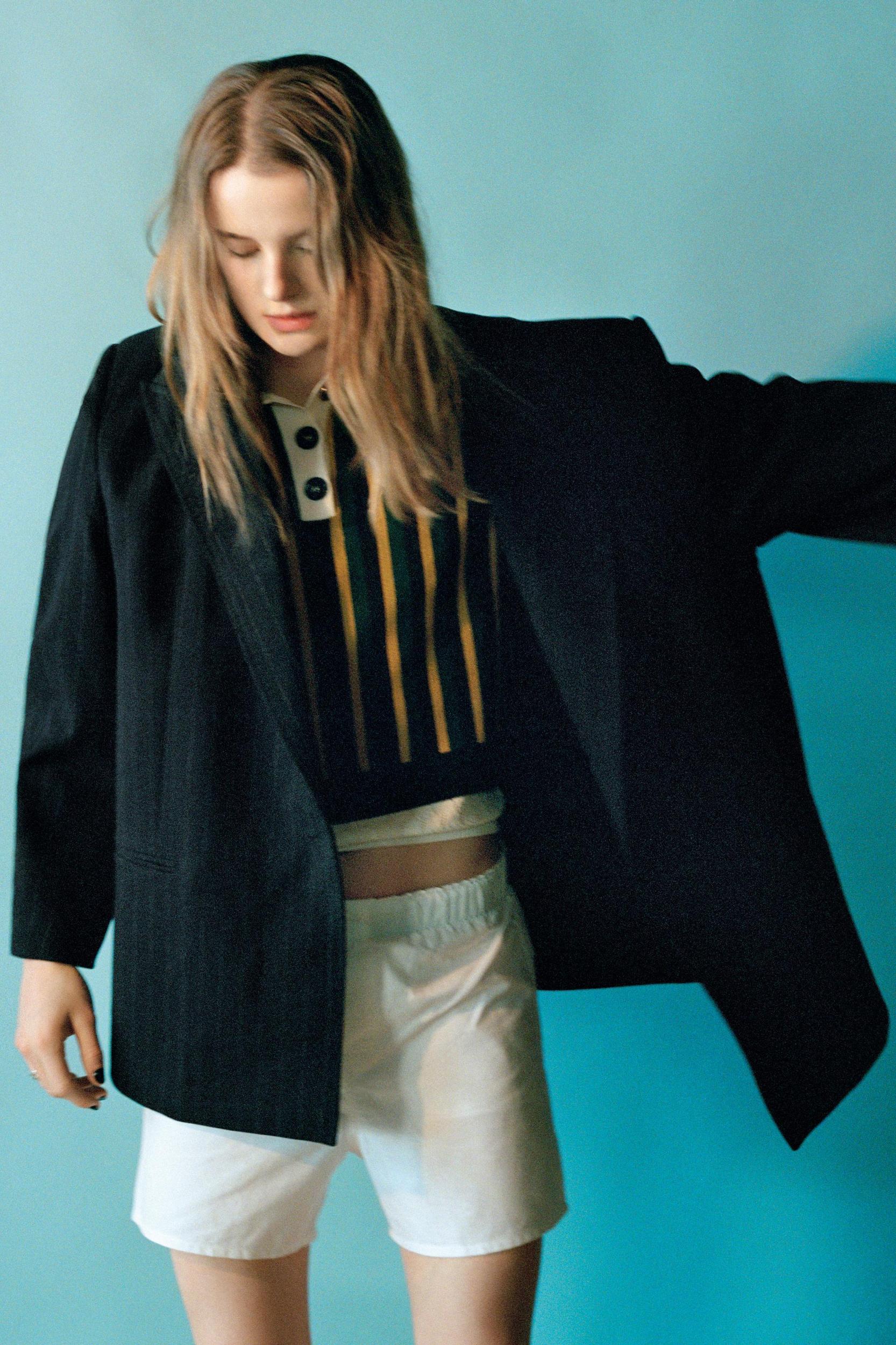 STRIPED KNIT POLO SWEATER Product Image