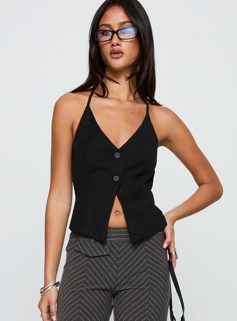 No Sleep Halter Top Black Product Image
