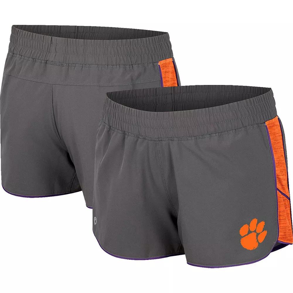Women's Colosseum Gray Clemson Tigers Pull The Switch Running Shorts,  Product Image