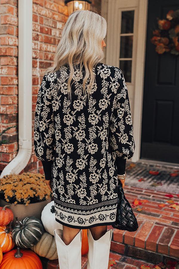 Sweetest Smile Floral Sweater Dress in Black Product Image