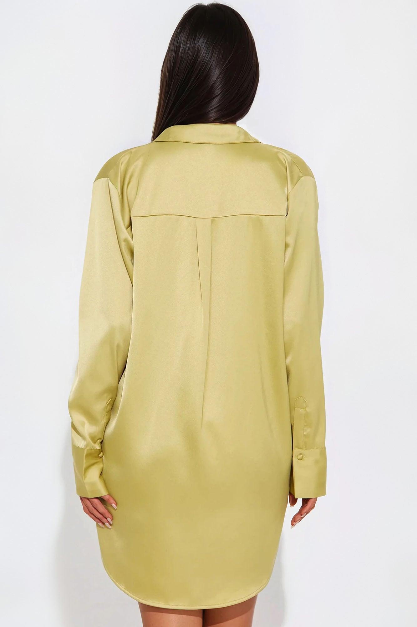 Adria Satin Mini Dress Set - Chartreuse Product Image