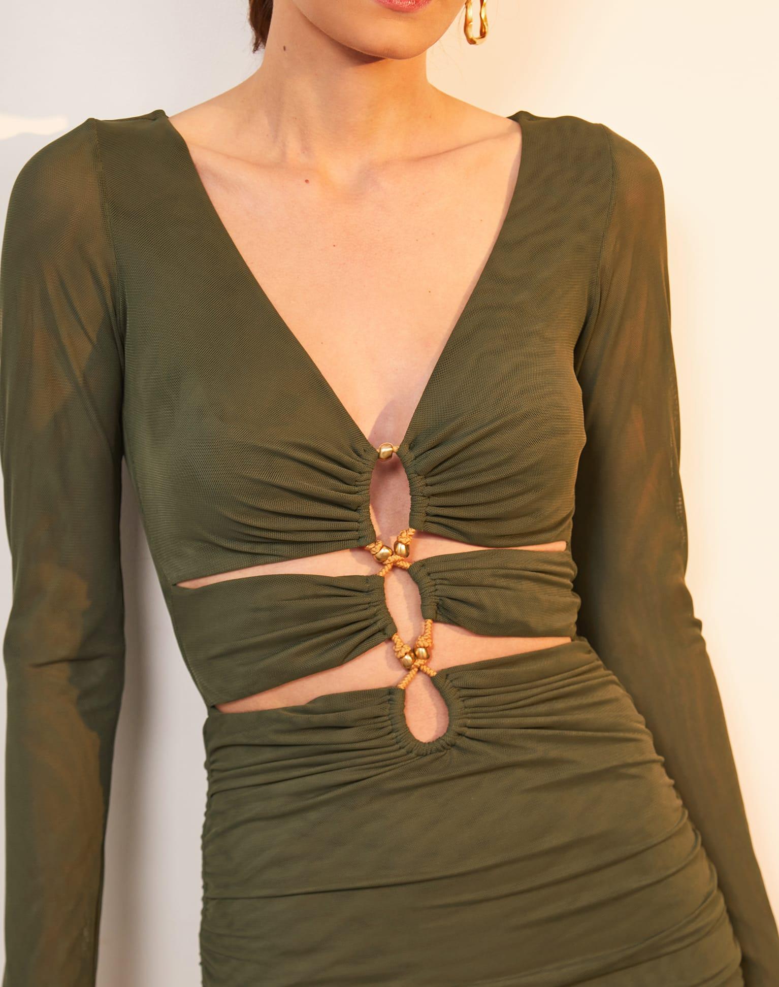 Luna Detail Short Dress (Exchange Only) - Evergreen Product Image