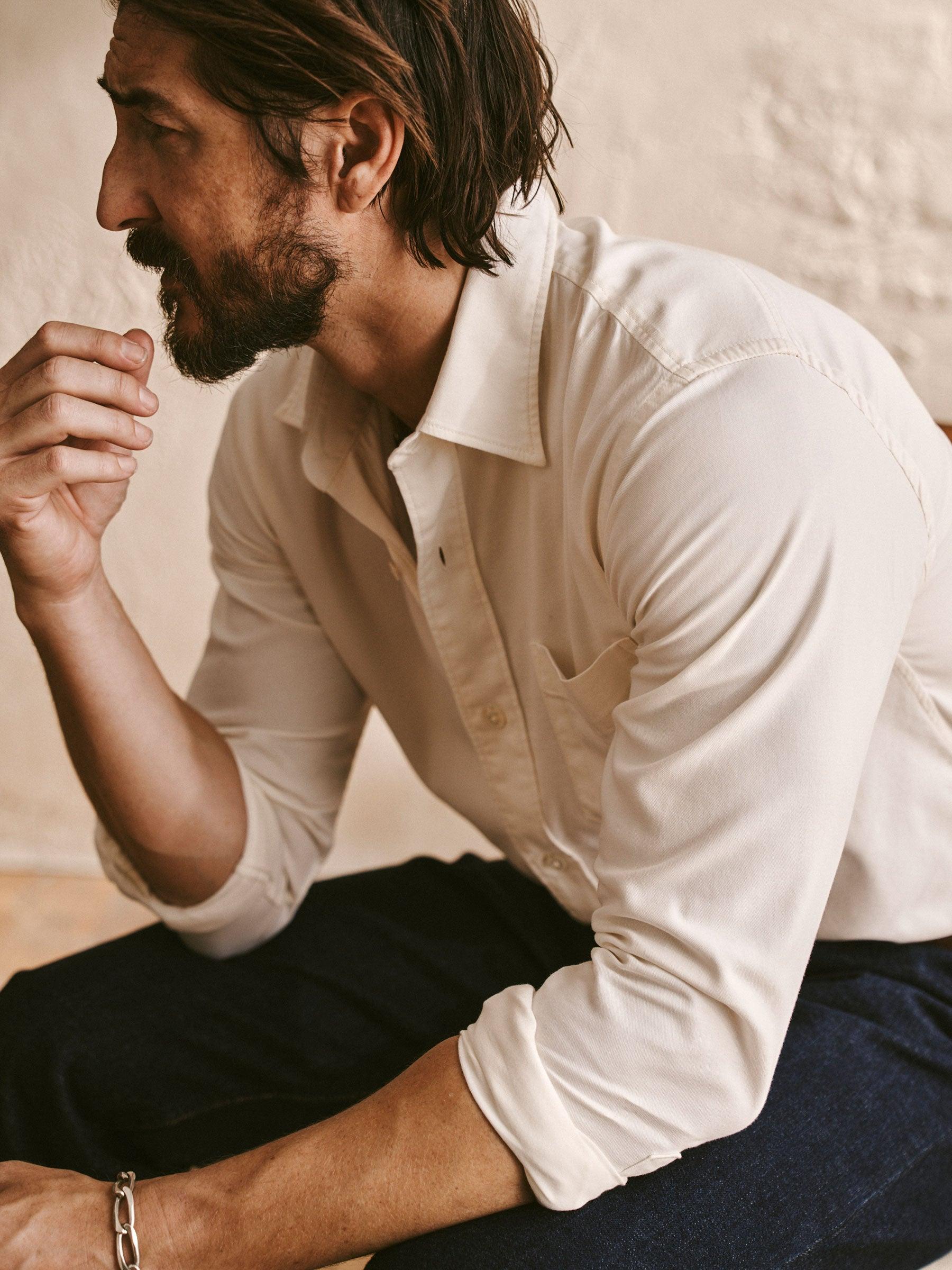 Natural Draped Twill One Pocket Shirt Product Image