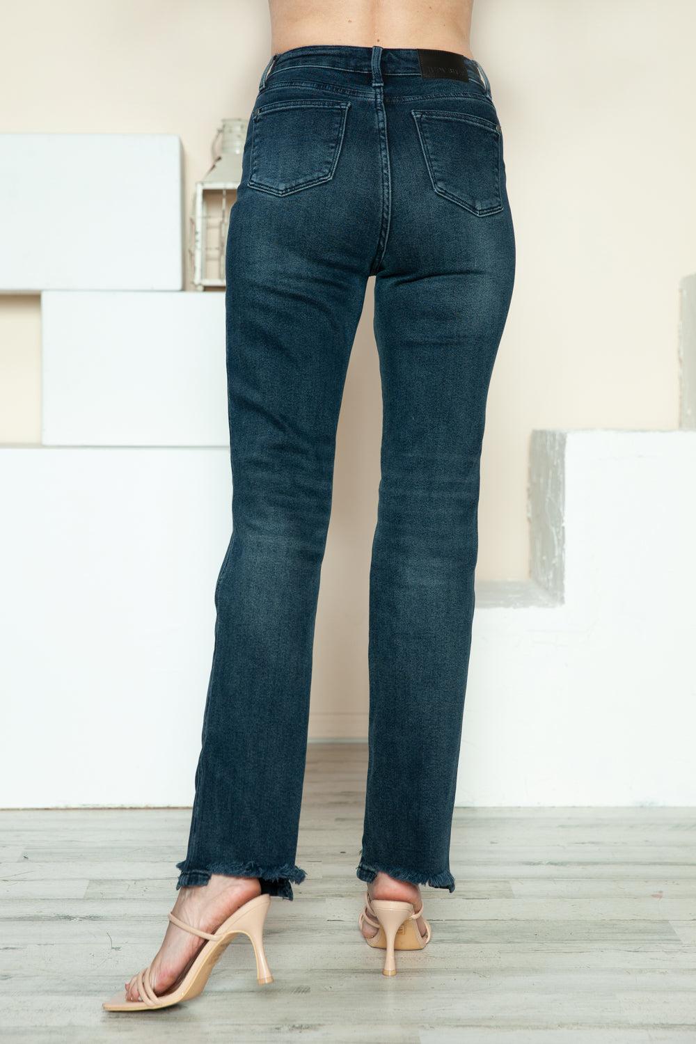 Meaghan Mid-Rise Button Fly Hem Destroy Straight Judy Blue Jeans - ONLINE EXCLUSIVE! Product Image