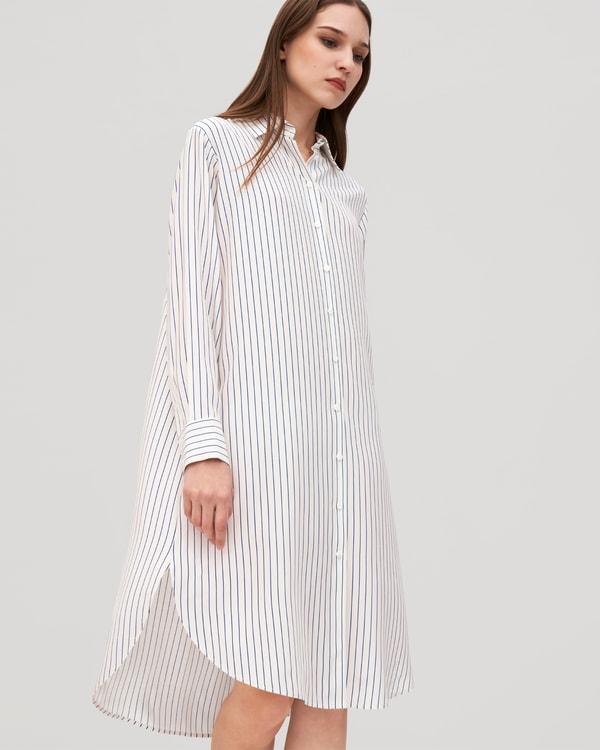Pinstriped Freesia Shirt Dress Product Image