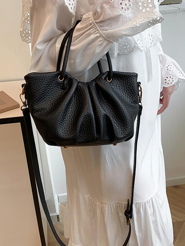 Pleated Solid Color Zipper Crossbody Bags Handbags Product Image