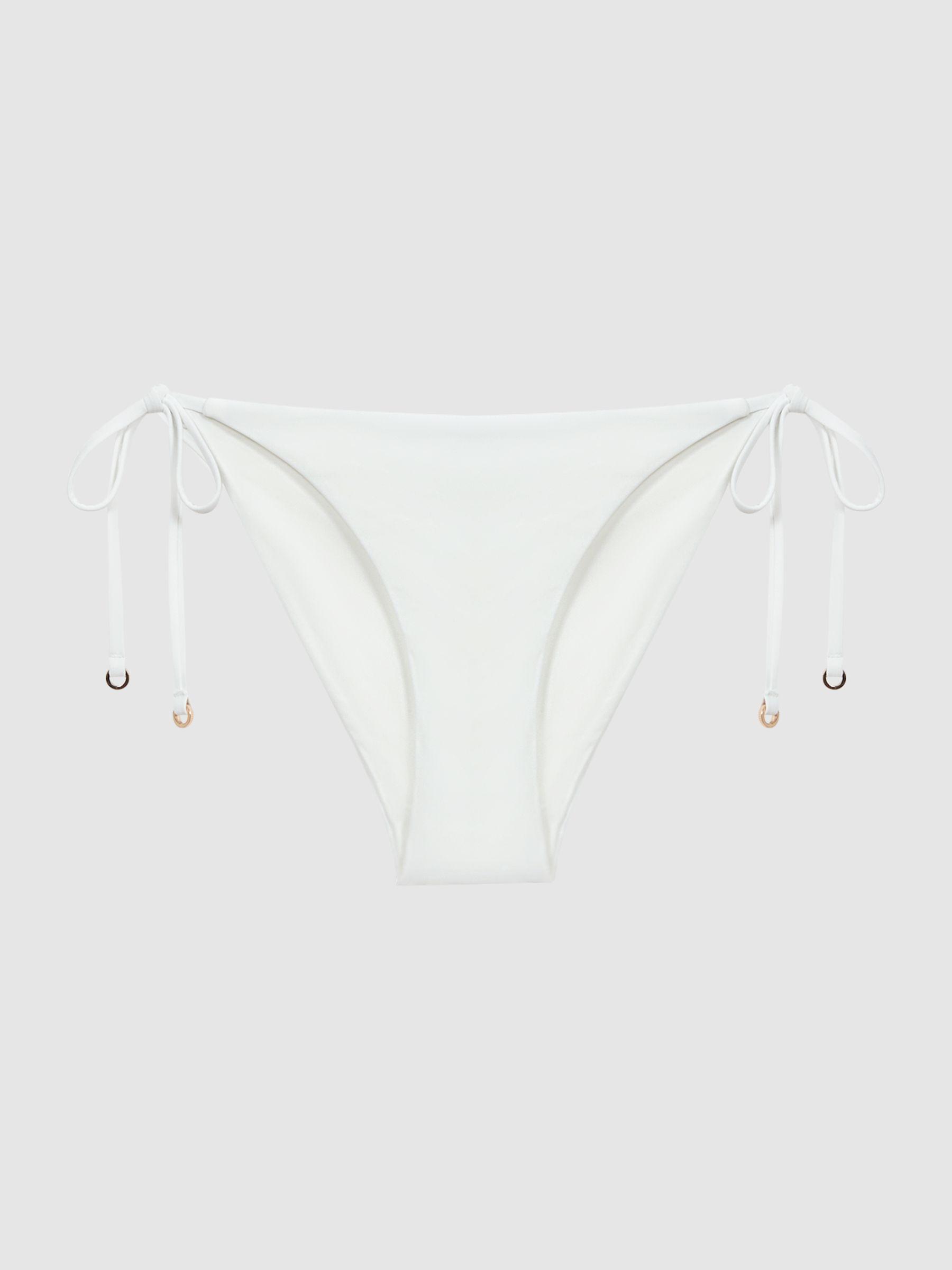 Side Tie Bikini Bottoms in White Product Image