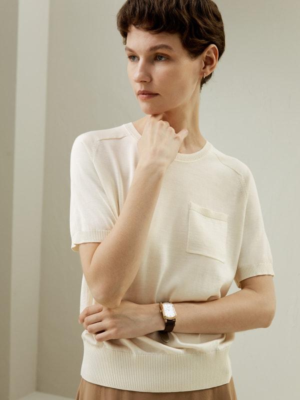 Basic Silk Crewneck T-shirt Product Image