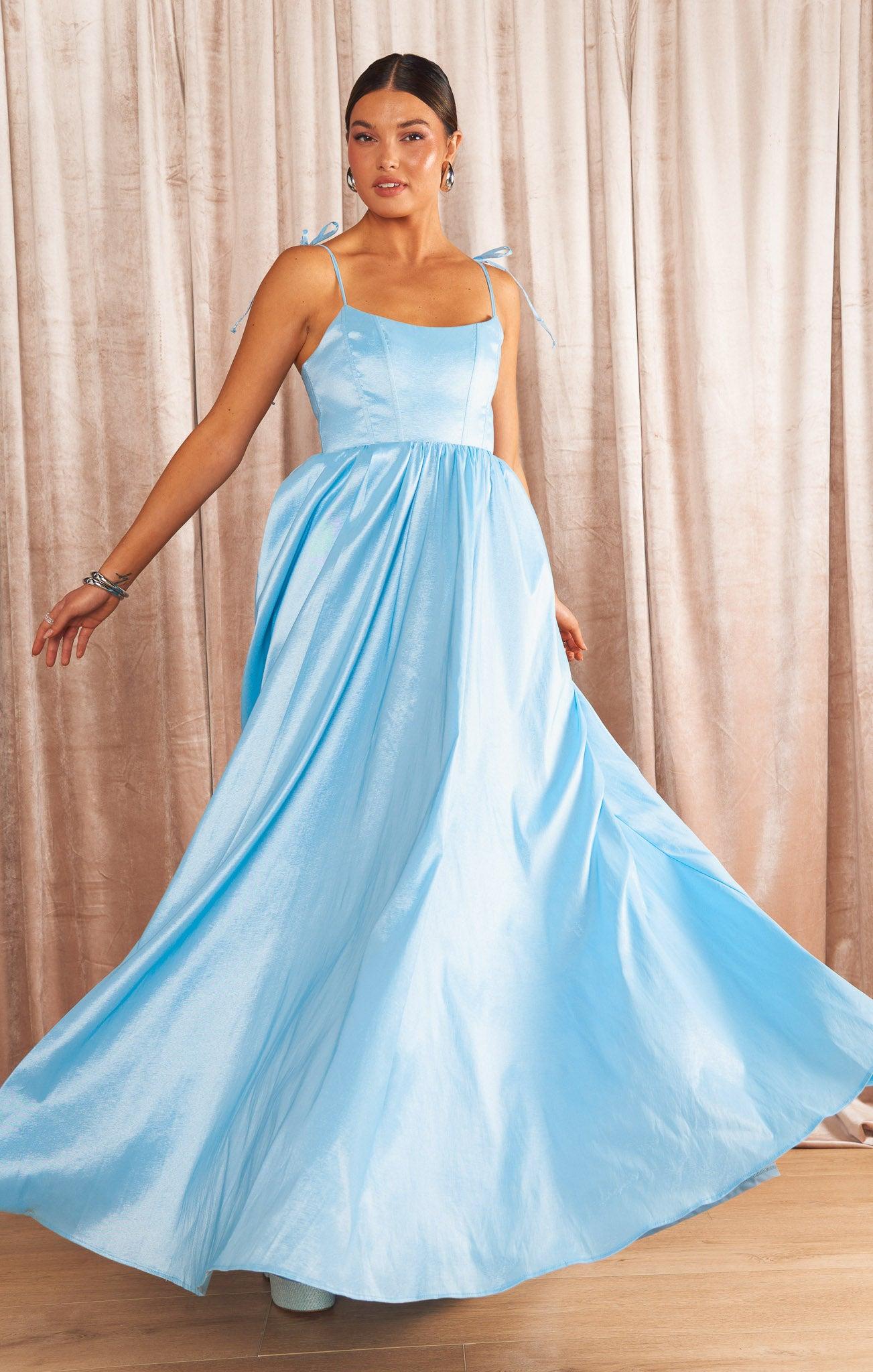 Juliet Maxi Dress ~ Light Blue Taffeta Product Image