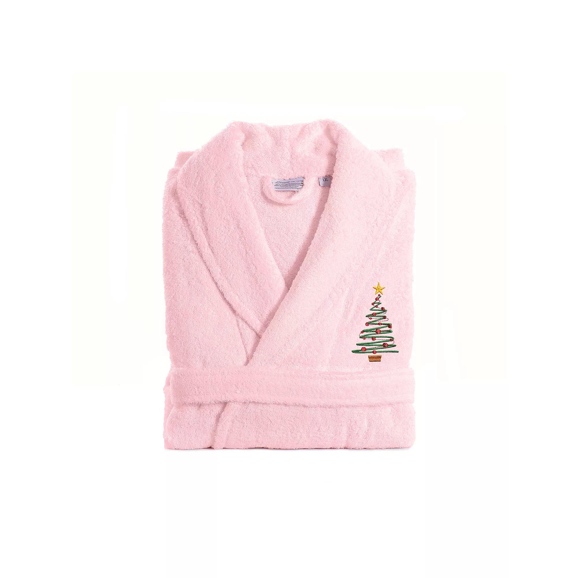 Linum Home Textiles Turkish Cotton Terry Embroidered Christmas Tree Bathrobe, Adult Unisex,  Product Image