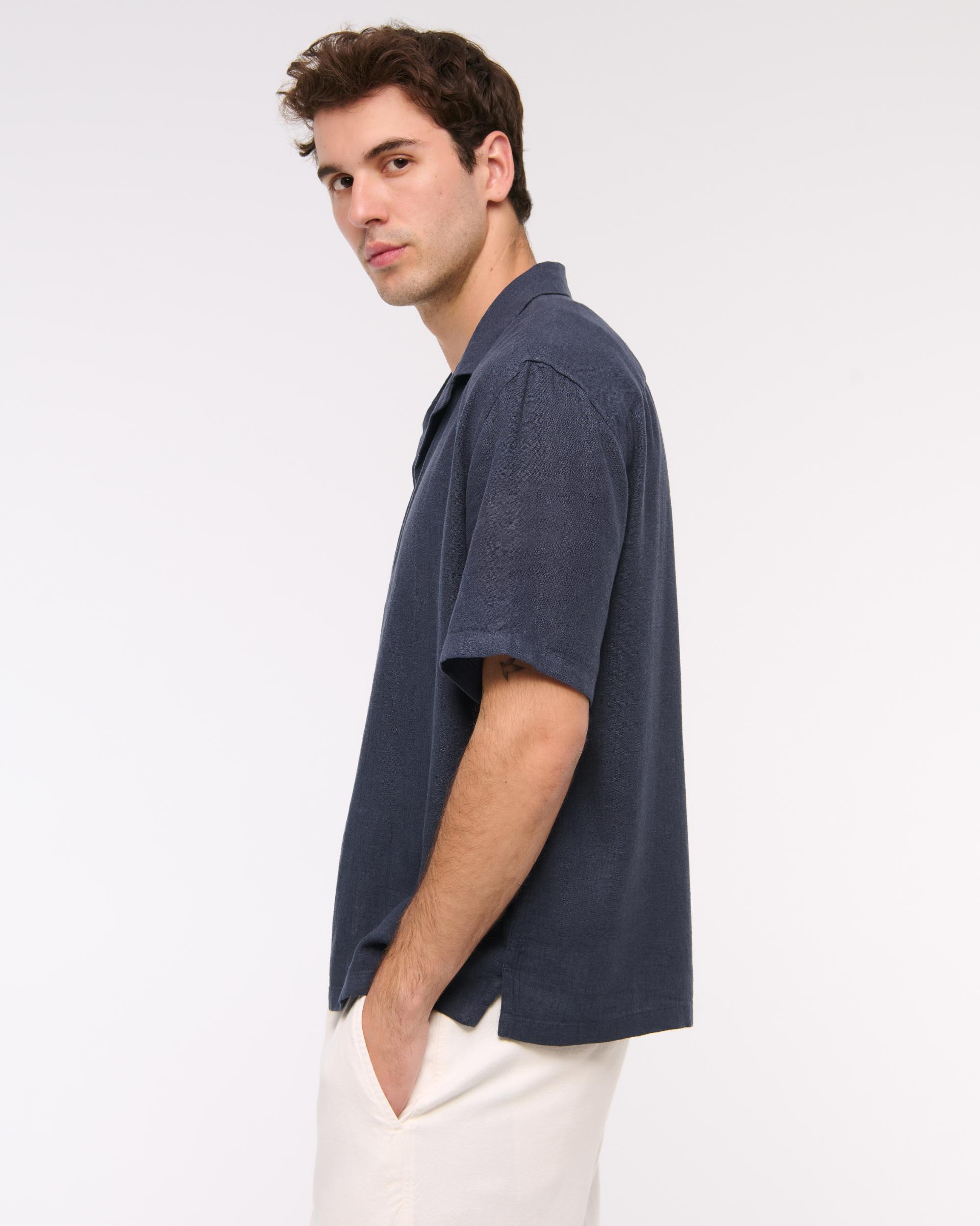 Camp Collar Summer Linen-Blend Shirt Product Image