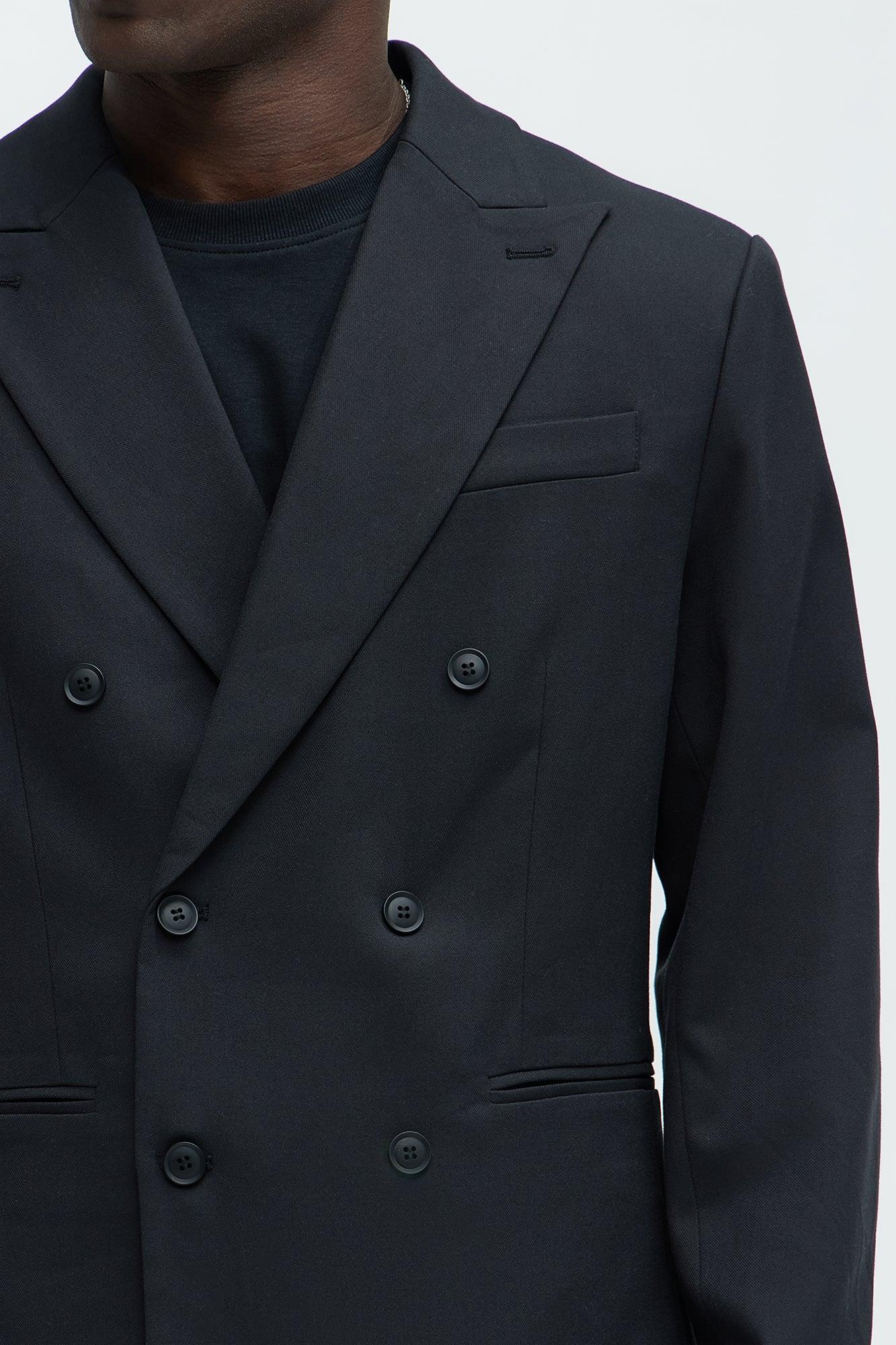 High Peak Lapel Suit Blazer - Black Product Image