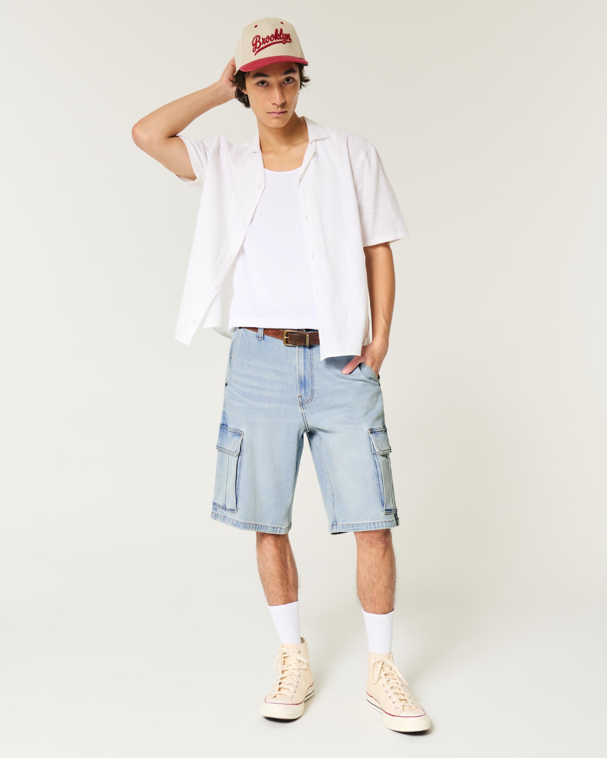 Baggy Denim Cargo Shorts Product Image