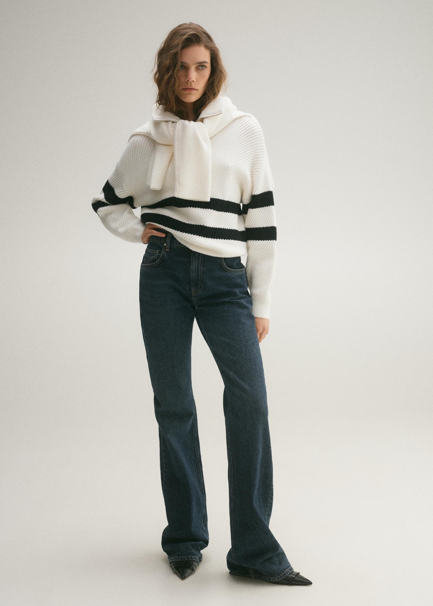 Striped ribbed-knit sweater - Women | MANGO USA Product Image