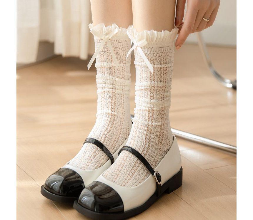 Bow Lace Flower Trim Socks Product Image