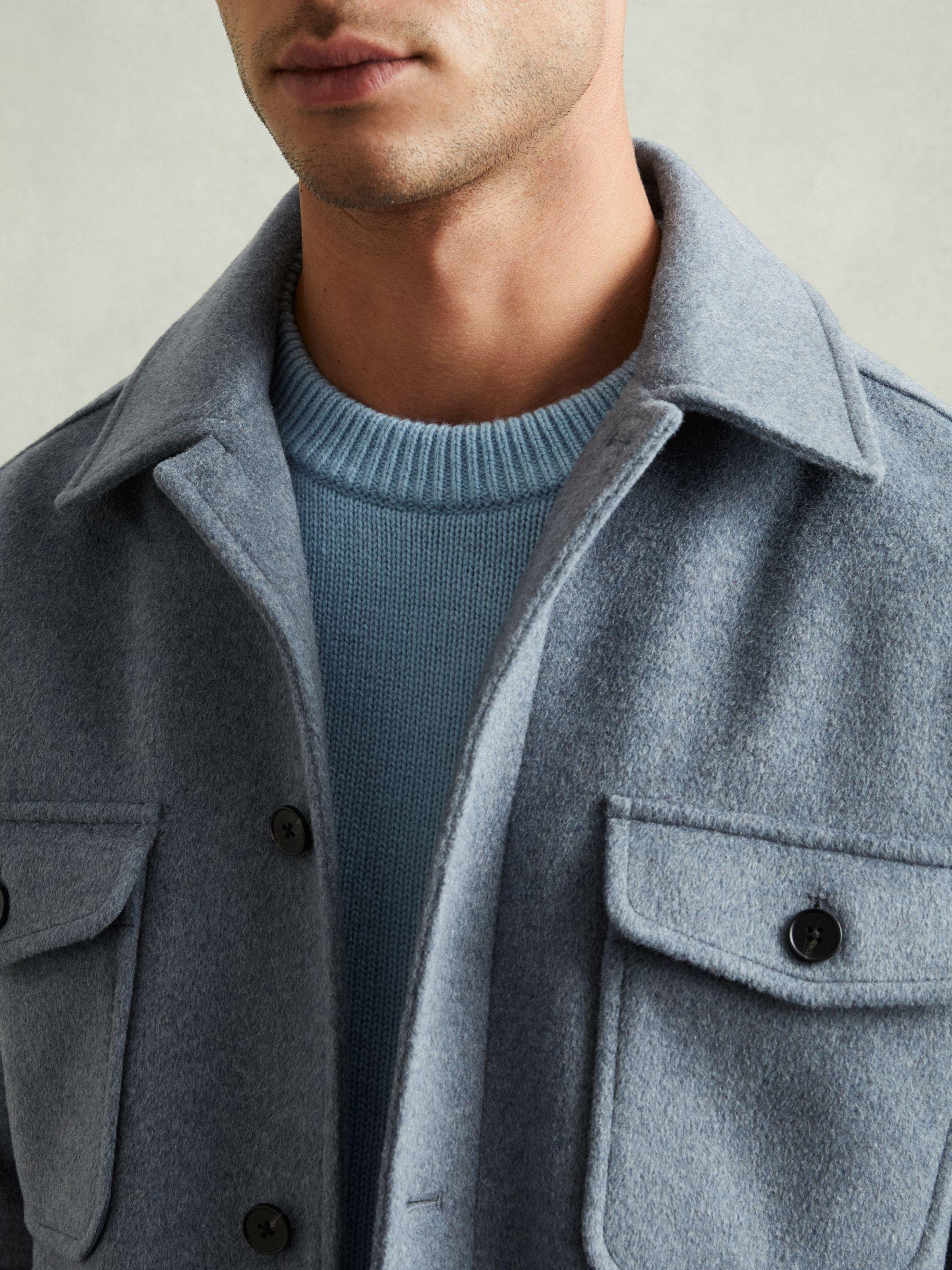 Wool-Blend Melton Overshirt in Airforce Blue Product Image