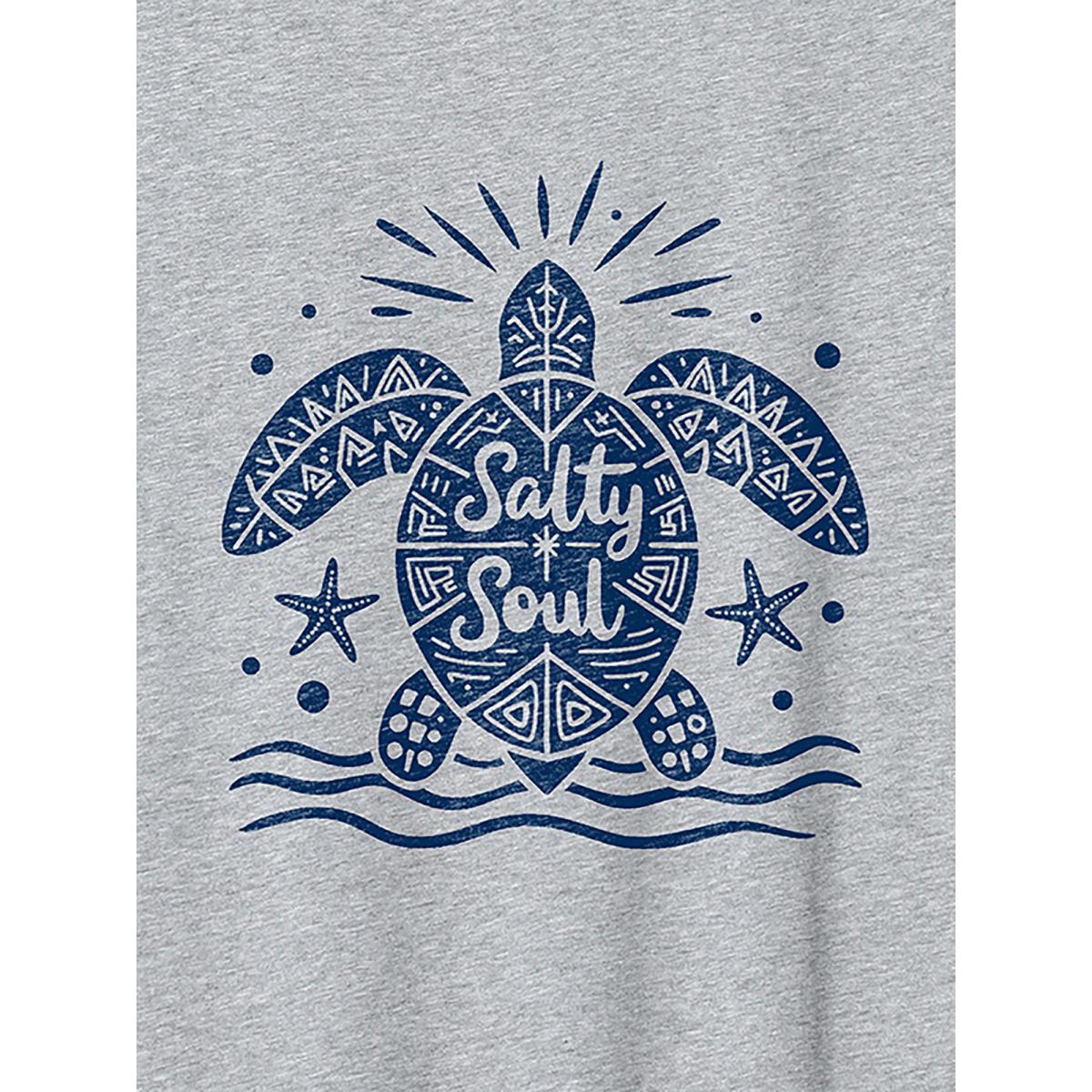 Plus Size Salty Soul Round Neck T-Shirt Mediumgray Women Leisure Non Marine Round Neck Casual T-shirts BloomChic 30/6X Product Image