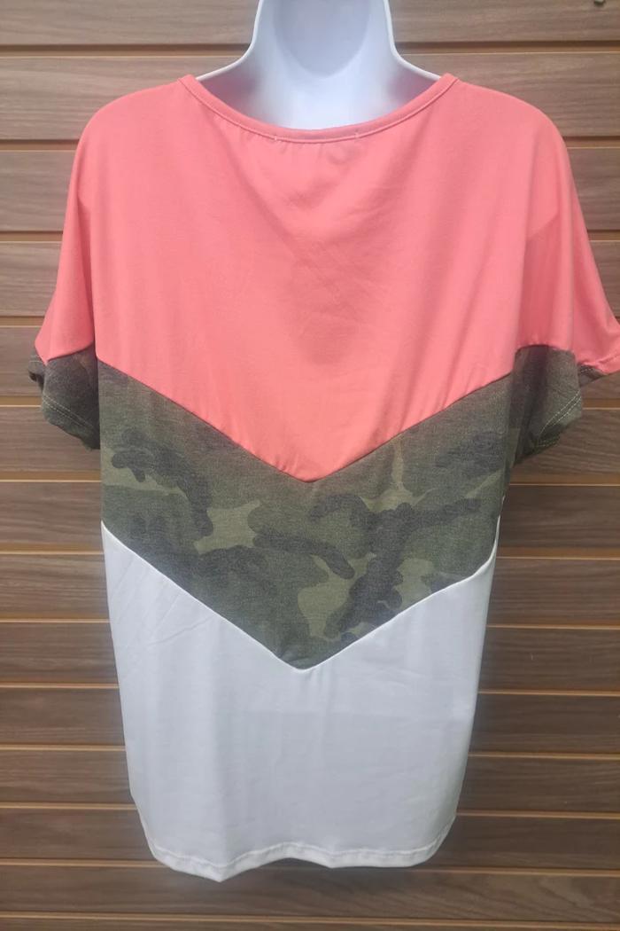 Pink Camo White Short Sleeve Tee Product Image