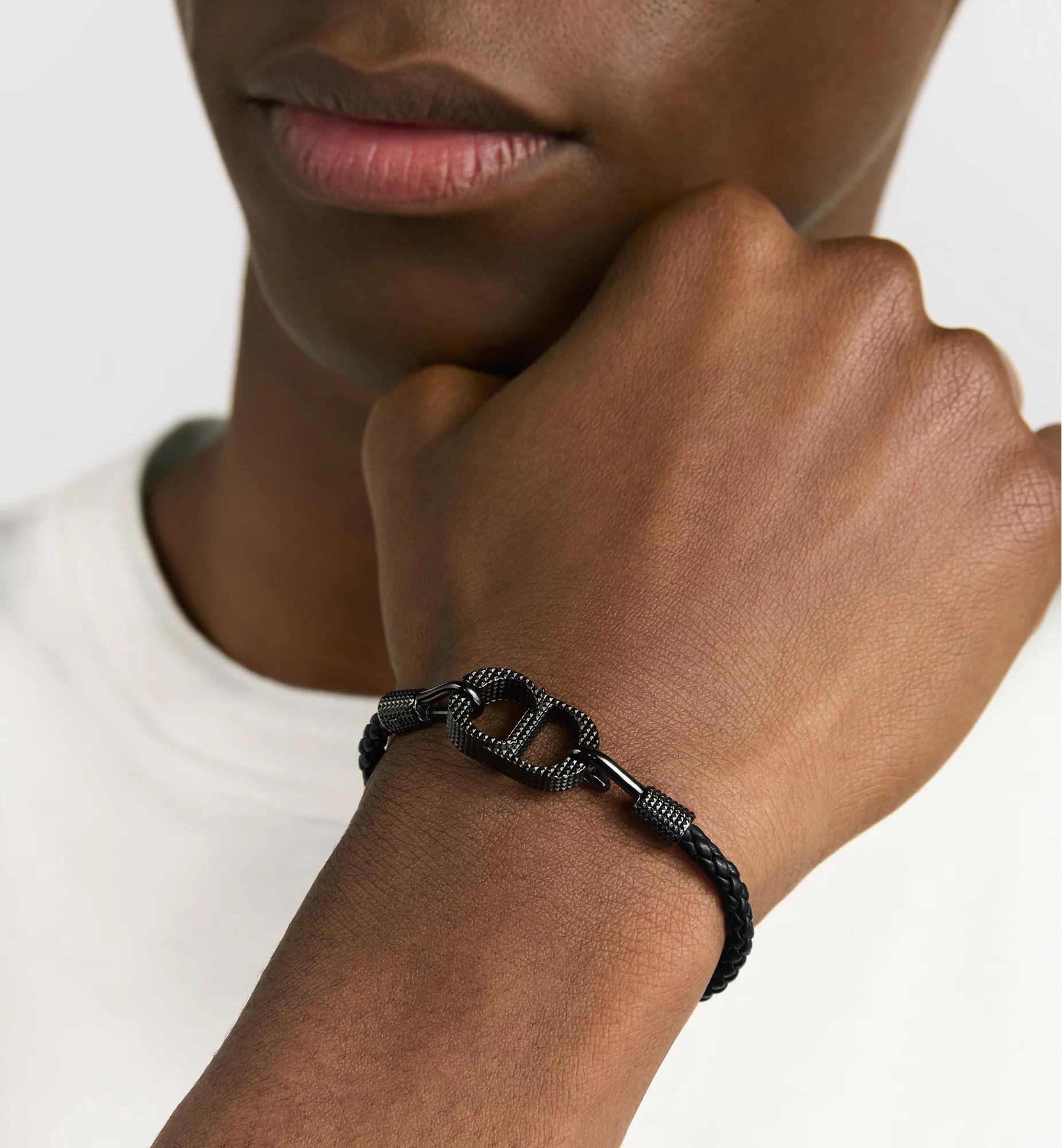 CD Icon Braided Leather Bracelet Product Image