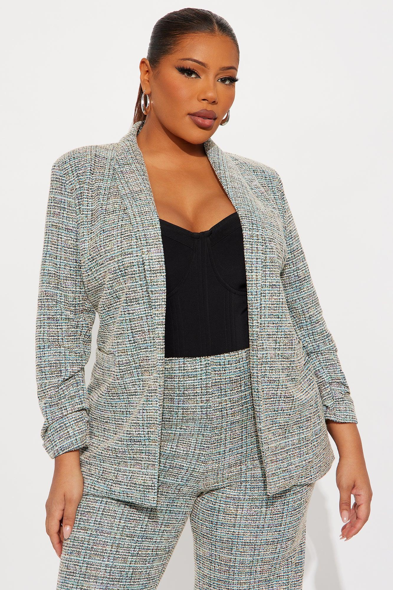 High Priority Knit Tweed Blazer Pant Set - Multi Color Female Product Image