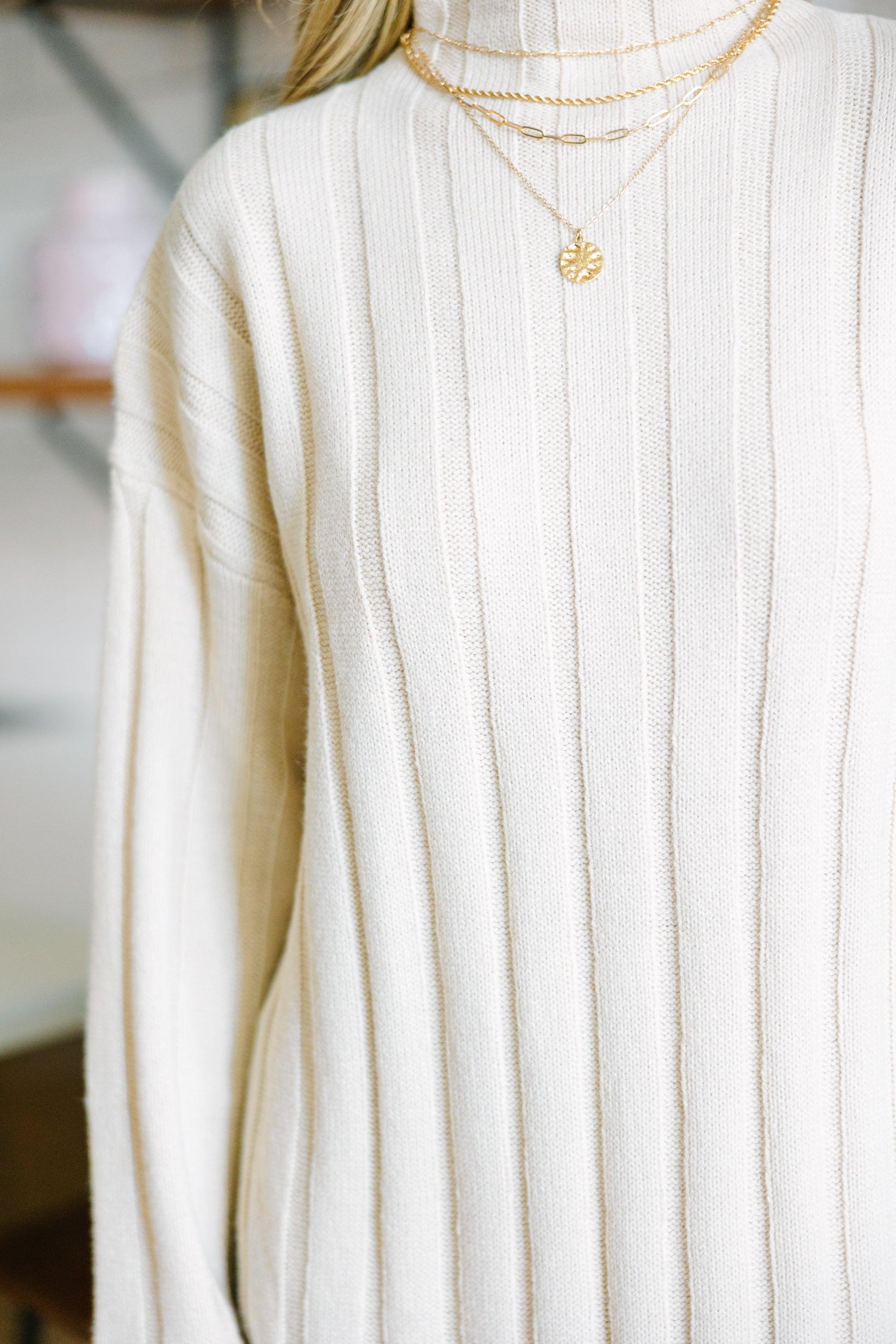 What You Need Oatmeal Brown Midi Sweater Dress Female Product Image