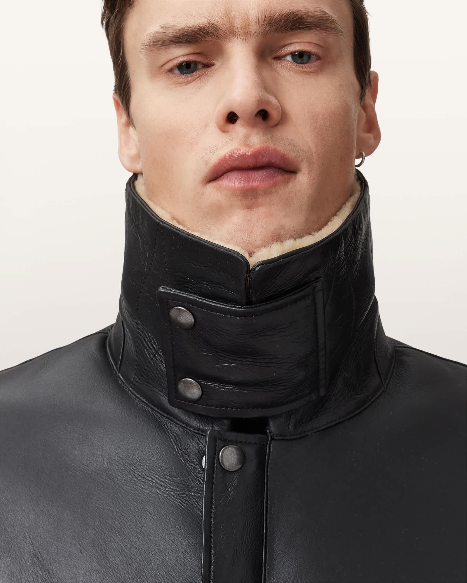 Deunia Shearling Coat BLACK/SAND | ALLSAINTS US Product Image